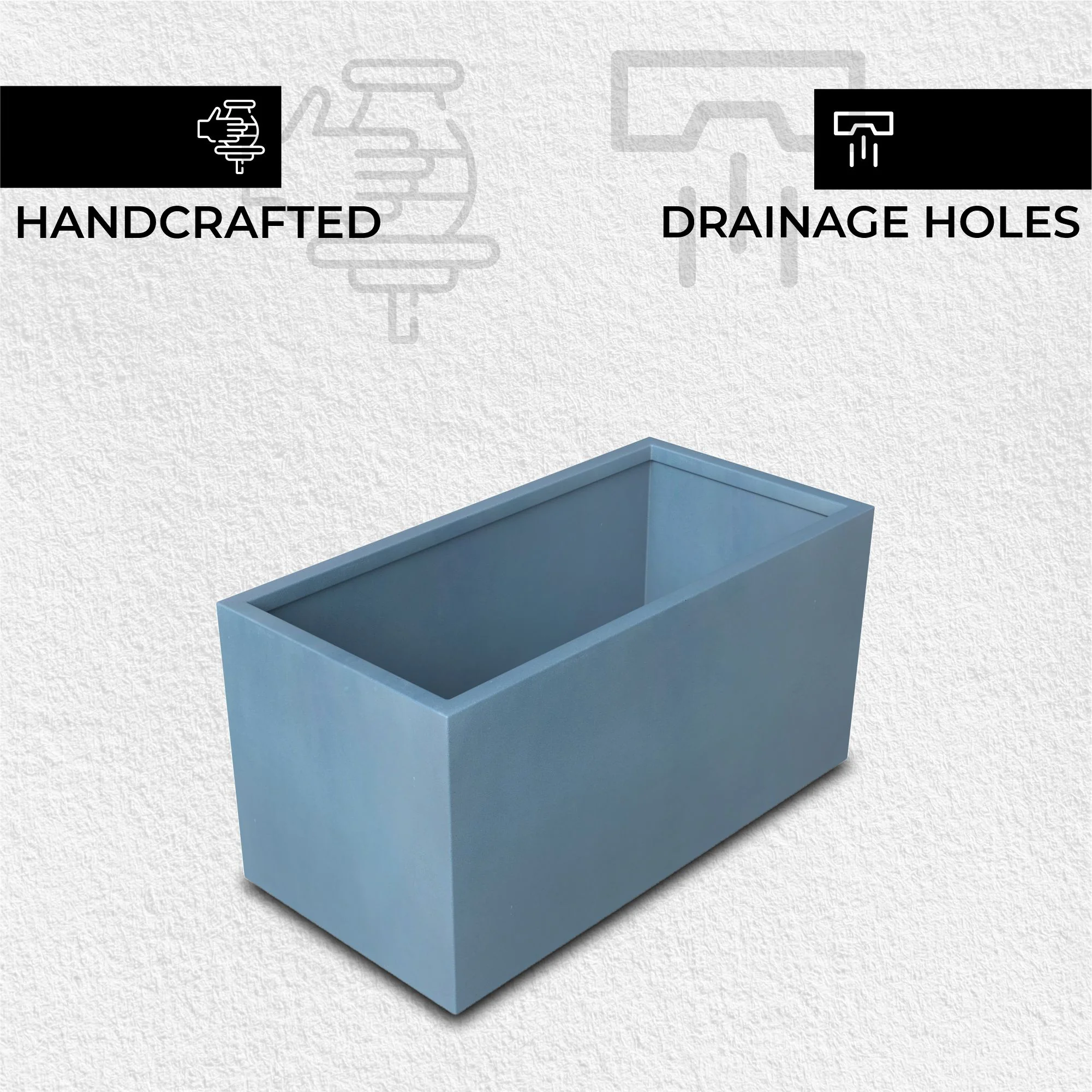 Bloom Series Poly Stone Planter 11.8" , 23.6" Long In Black Aged Concrete