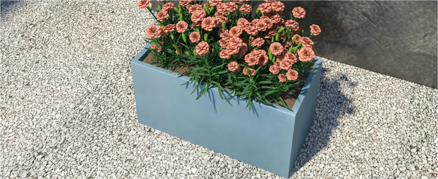 Bloom Series Poly Stone Planter 11.8" , 23.6" Long In Black Aged Concrete