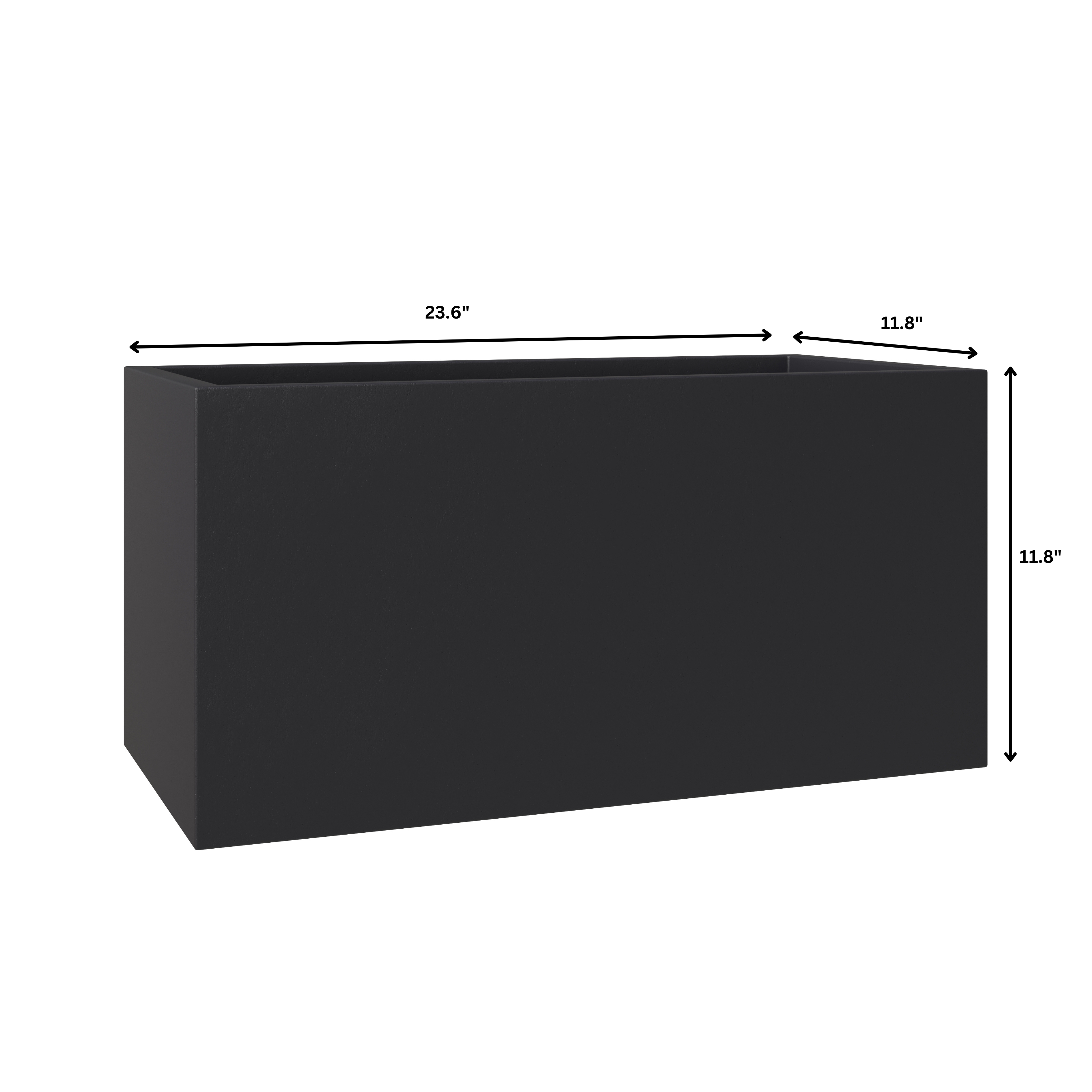 Bloom Series Poly Stone Planter 11.8" , 23.6" Long In Black