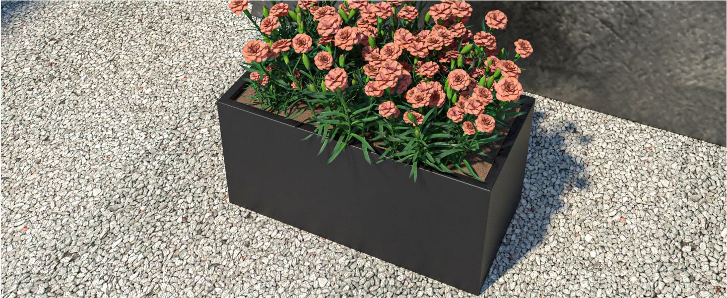 Bloom Series Poly Stone Planter 11.8" , 23.6" Long In Black