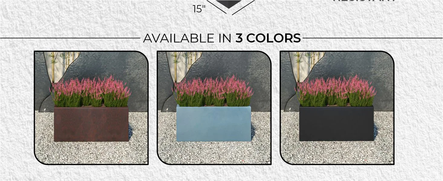 Bloom Series Poly Stone Planter 11.8" , 23.6" Long In Black