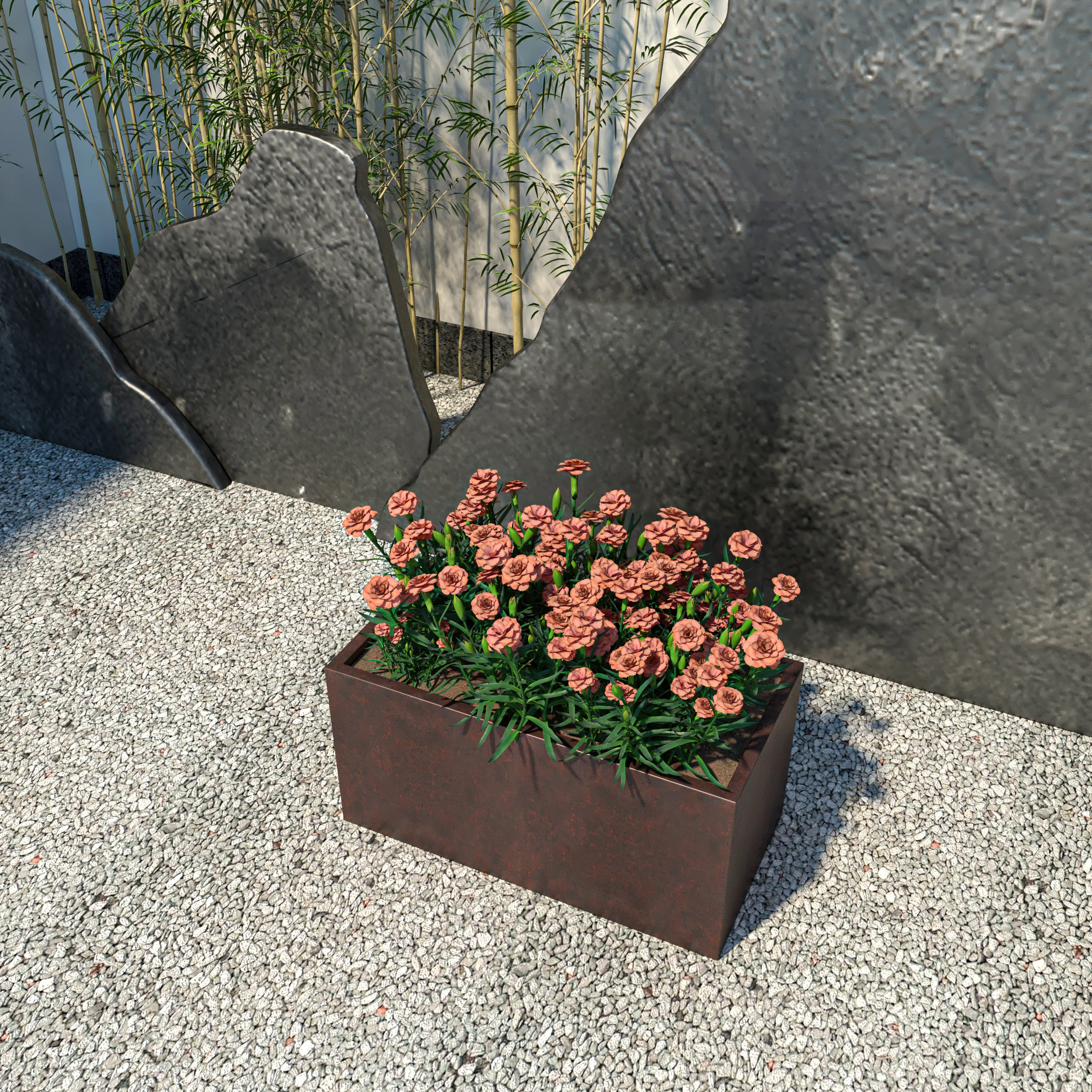 Bloom Series Poly Stone Planter 11.8" , 23.6" Long In Brown