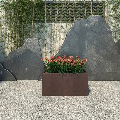 Bloom Series Poly Stone Planter 11.8" , 23.6" Long In Brown