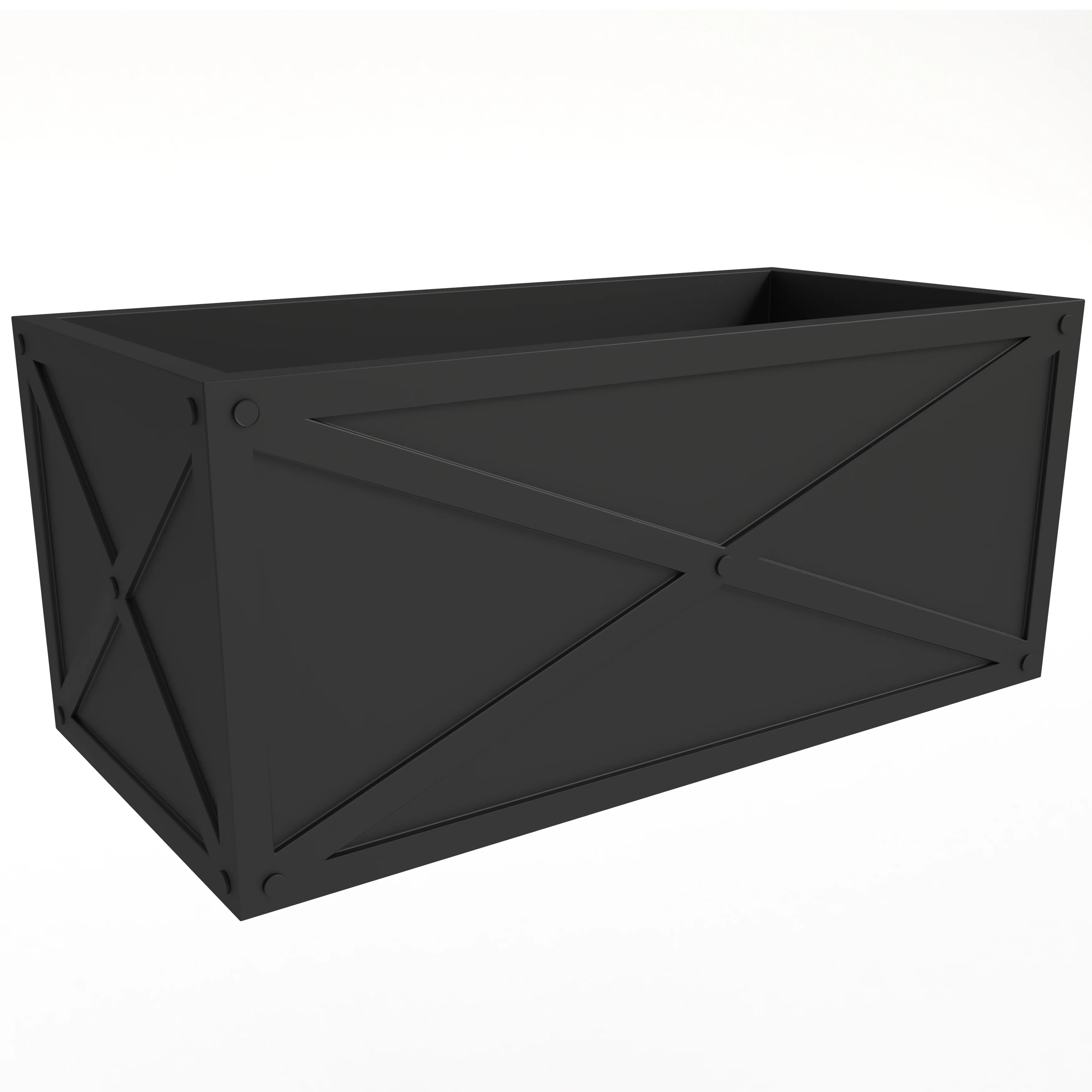 Bonsai Series Rectangle Poly Stone Planter in Black 14.6 x 13 30 Long
