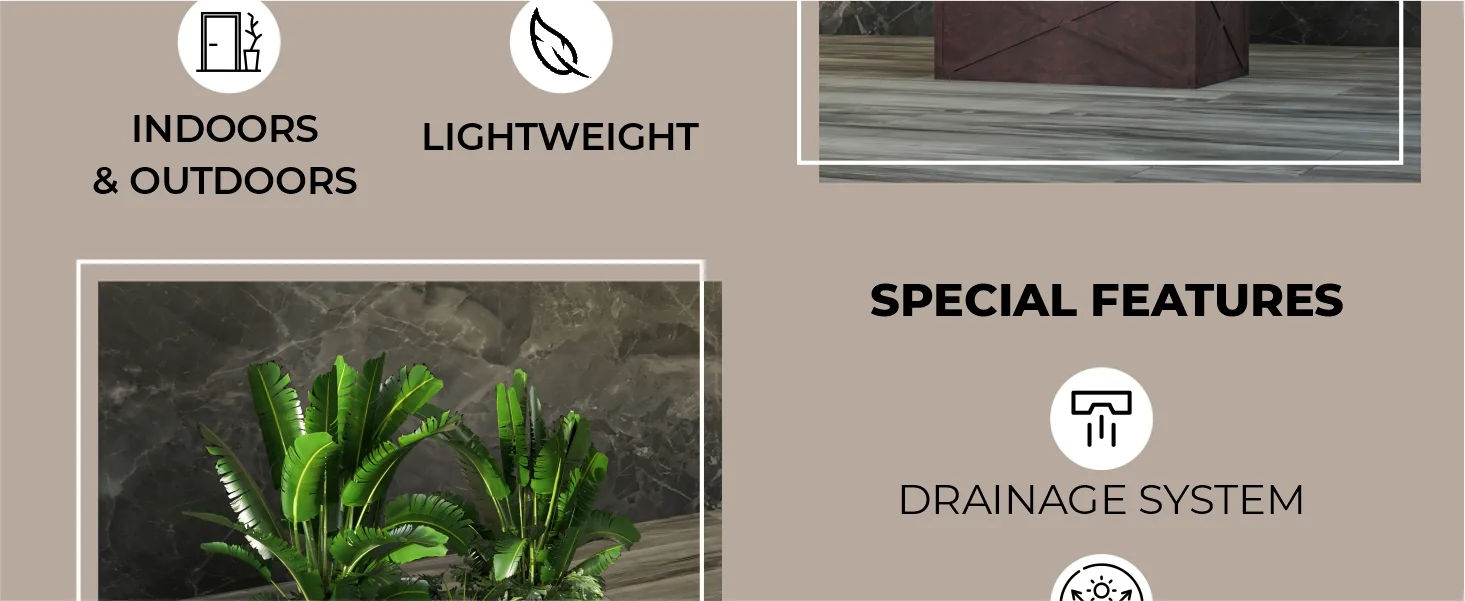 Bonsai Series Rectangle Poly Stone Planter in Brown 14.6 x 13 30 Long