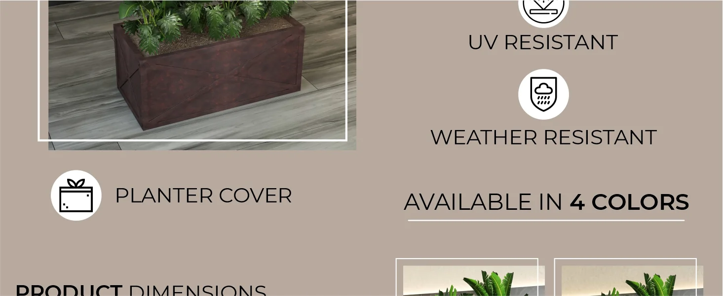 Bonsai Series Rectangle Poly Stone Planter in Brown 14.6 x 13 30 Long