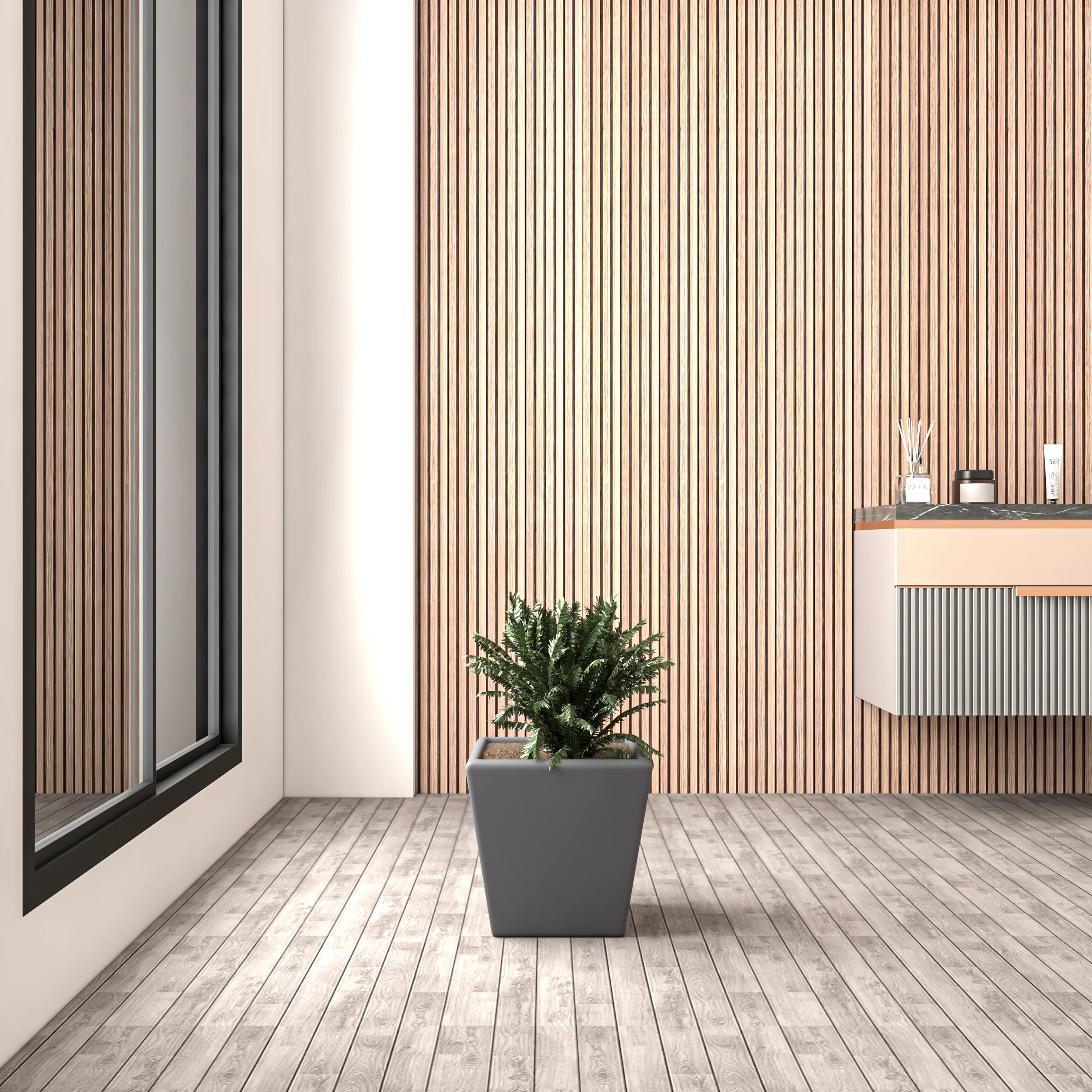 Blossom Series Poly Stone Planter in Dark Grey 14 Dia, 13.4 High