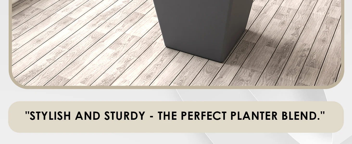 Blossom Series Poly Stone Planter in Dark Grey 14 Dia, 13.4 High