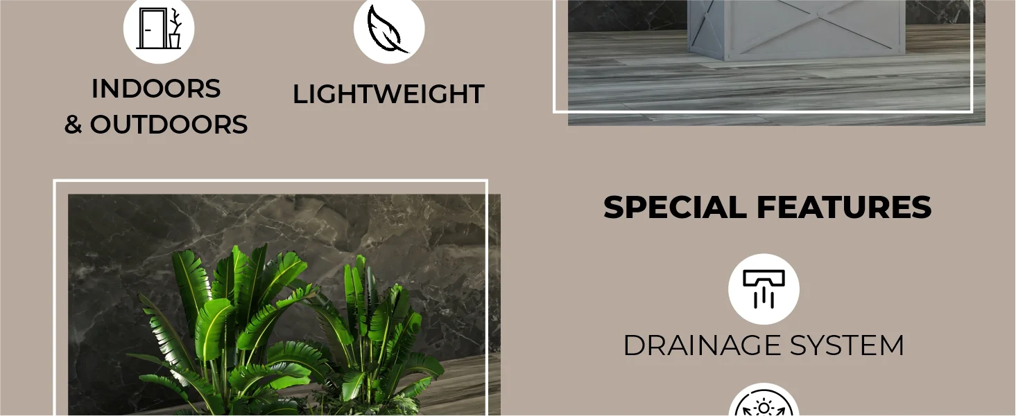 Bonsai Series Rectangle Poly Stone Planter in Grey 14.6 x 13 30 Long