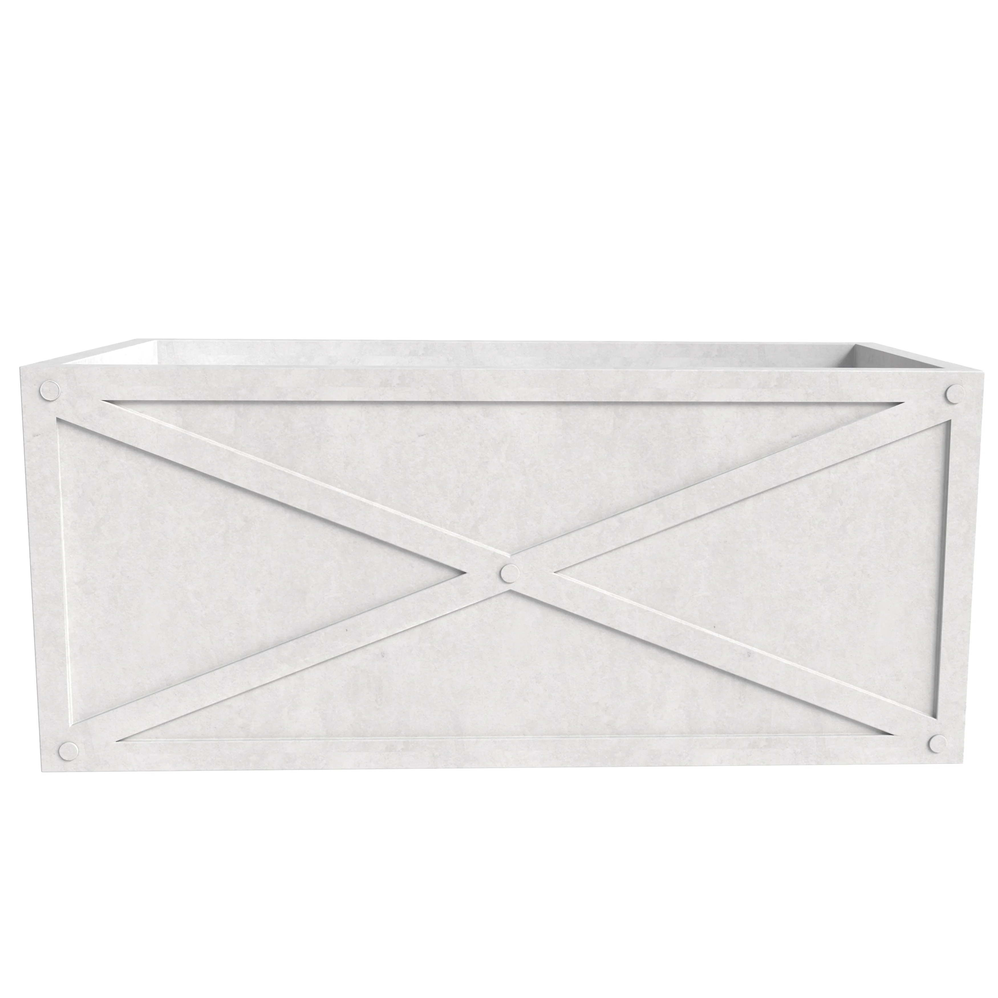 Bonsai Series Rectangle Poly Stone Planter in White 14.6 x 13 30 Long