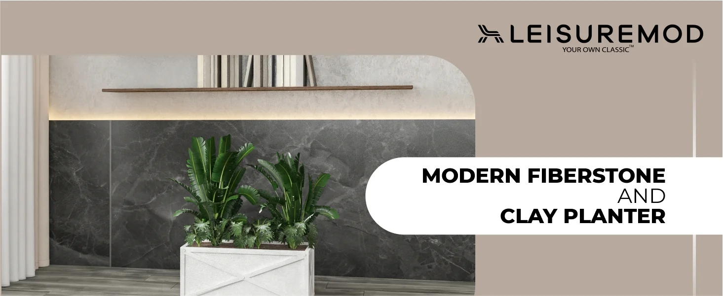 Bonsai Series Rectangle Poly Stone Planter in White 14.6 x 13 30 Long