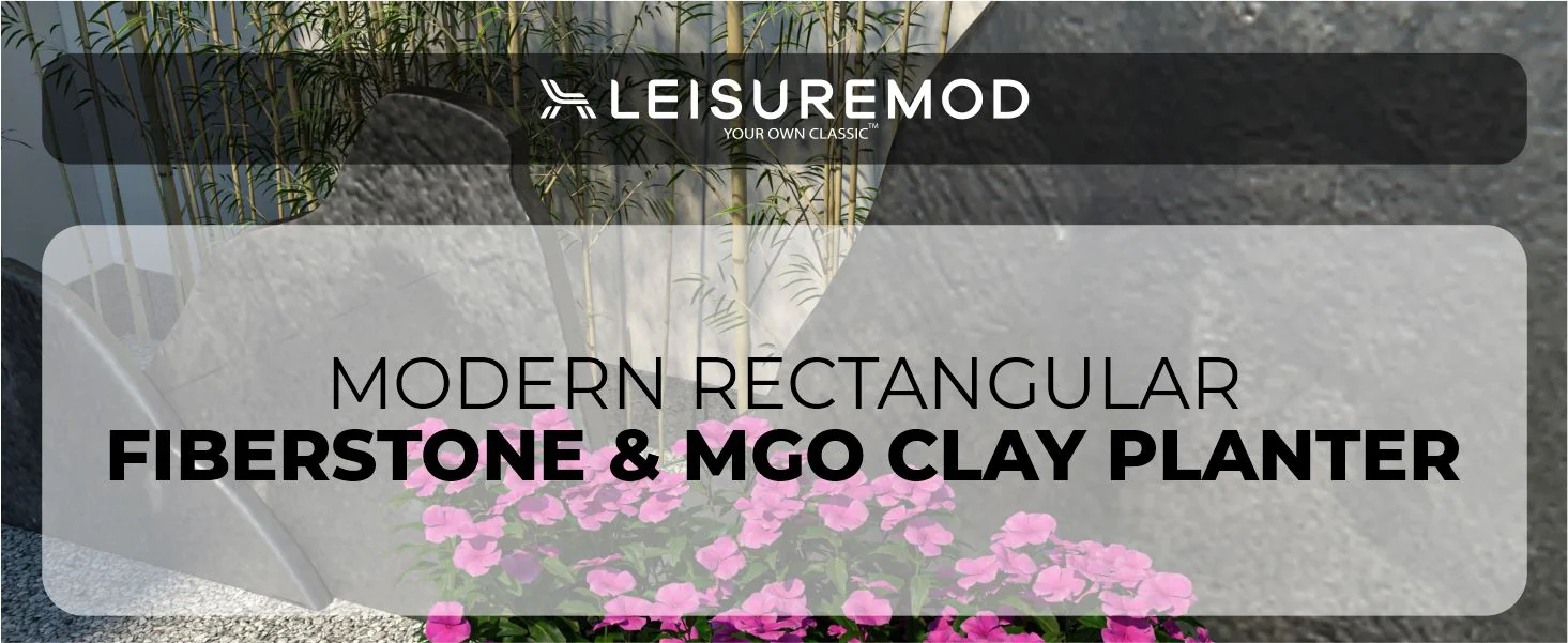 Bloom Series Poly Stone Planter 15.7" , 31.5" Long In Black Aged Concrete