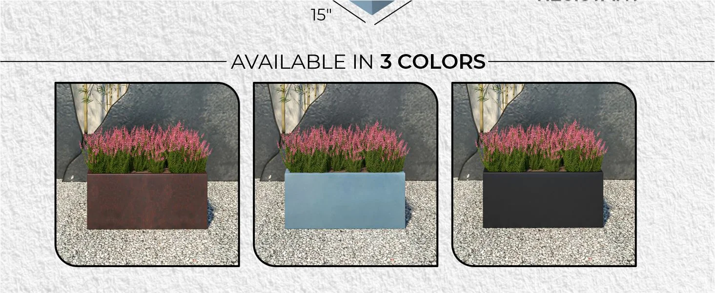 Bloom Series Poly Stone Planter 15.7" , 31.5" Long In Black Aged Concrete