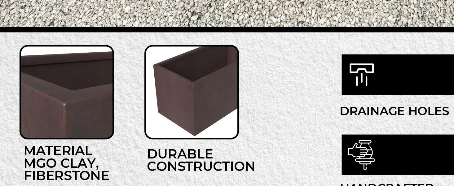 Bloom Series Poly Stone Planter 15.7" , 31.5" Long In Brown