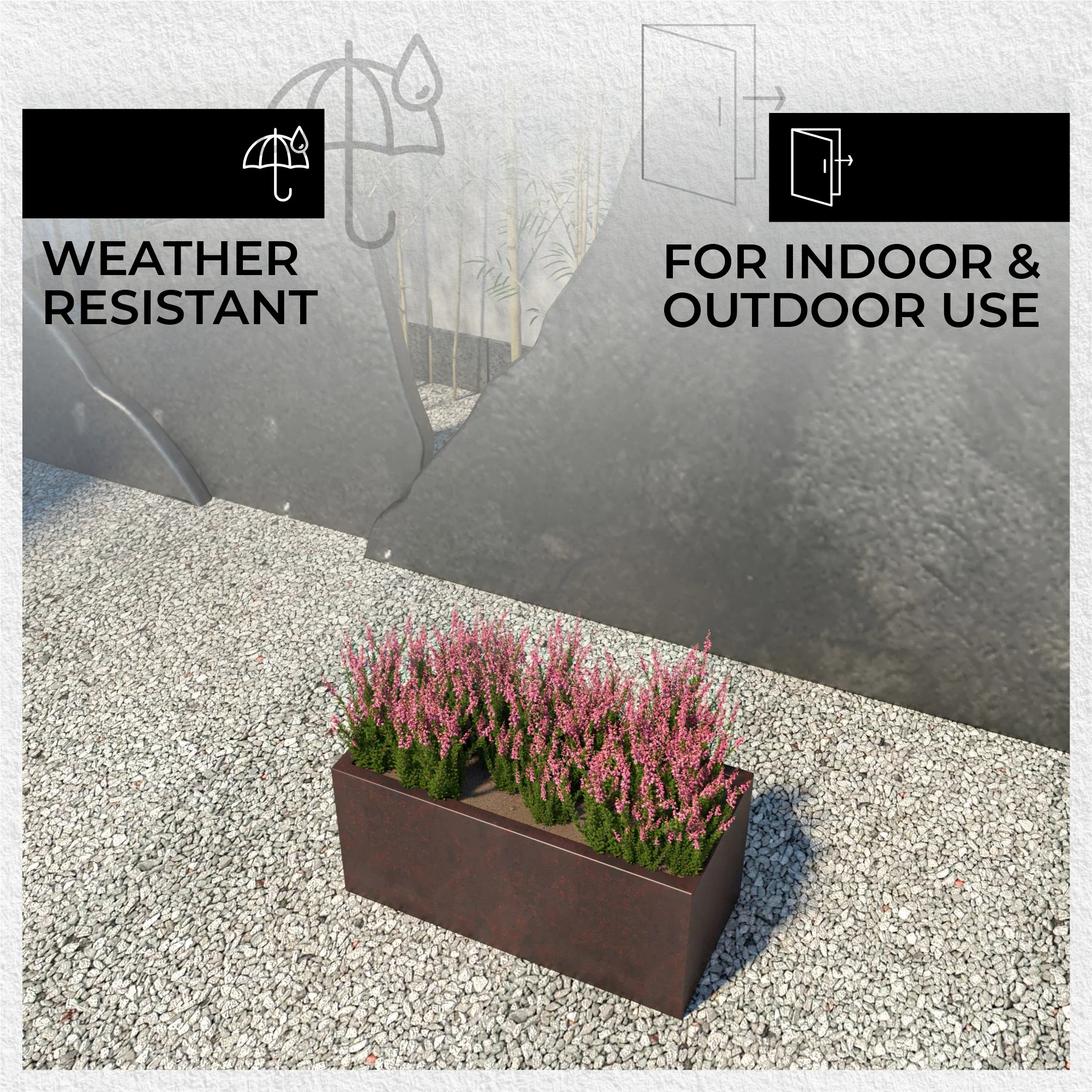 Bloom Series Poly Stone Planter 15.7" , 31.5" Long In Brown