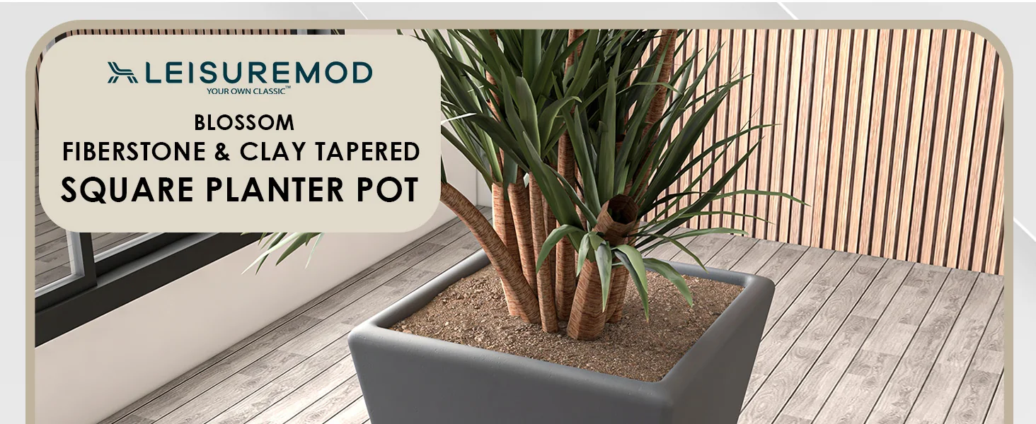 Blossom Series Poly Stone Planter in Dark Grey 17 Dia, 16 High