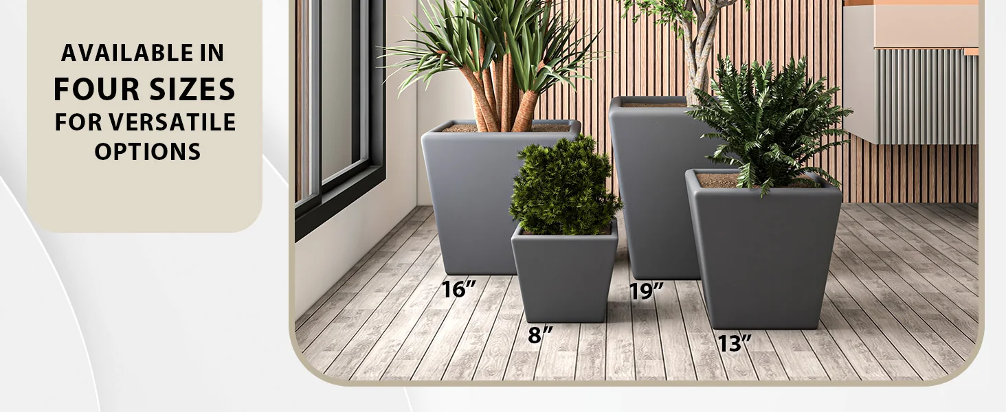 Blossom Series Poly Stone Planter in Dark Grey 17 Dia, 16 High