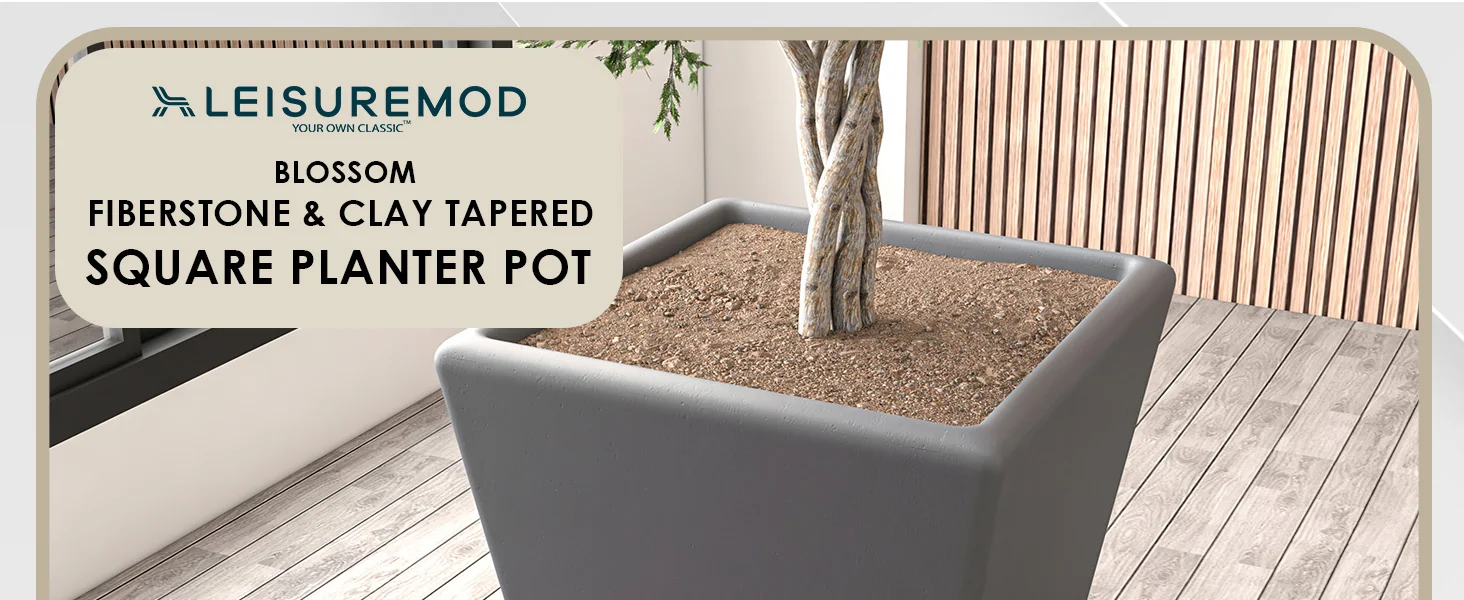 Blossom Series Poly Stone Planter in Dark Grey 19.7 Dia, 19 High