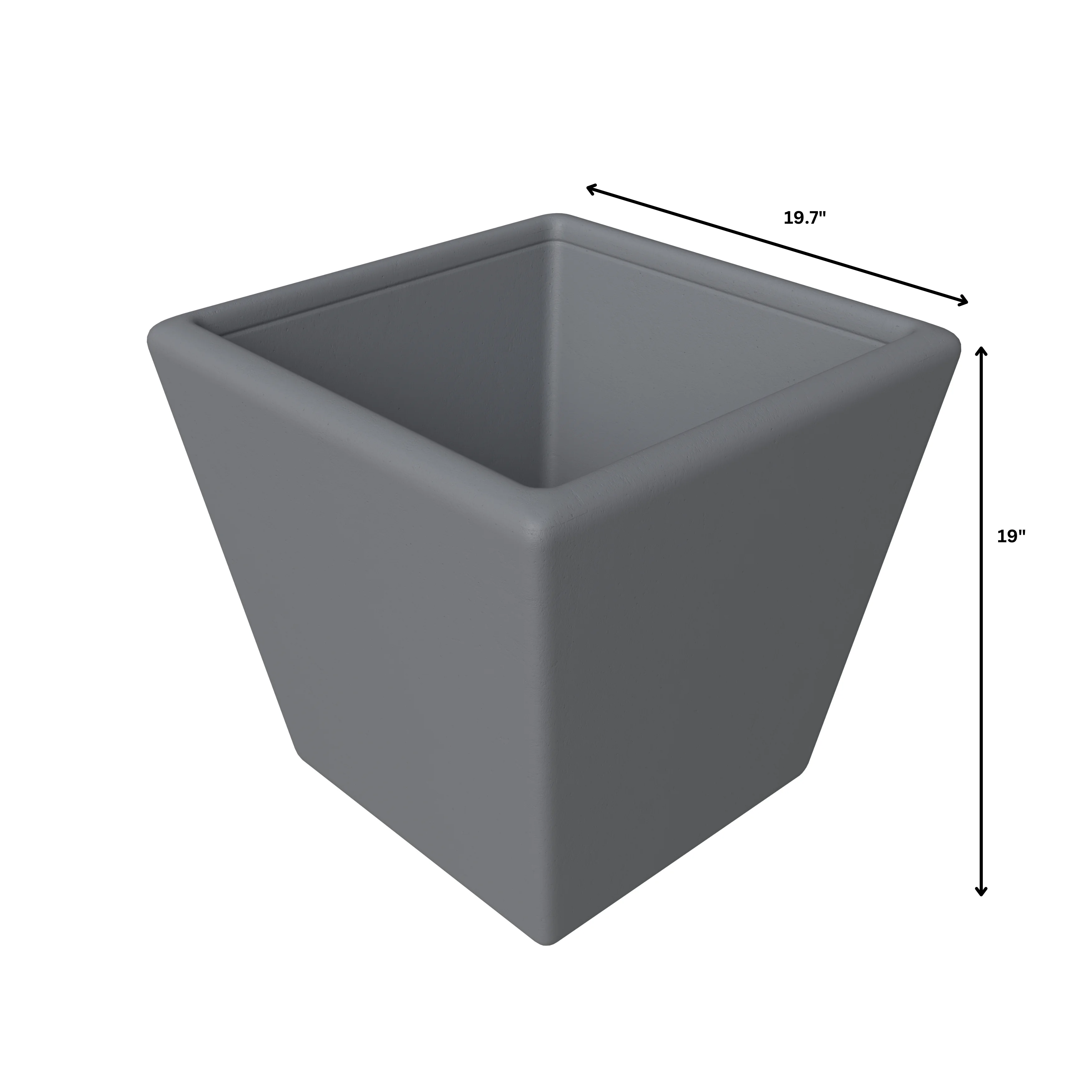 Blossom Series Poly Stone Planter in Dark Grey 19.7 Dia, 19 High