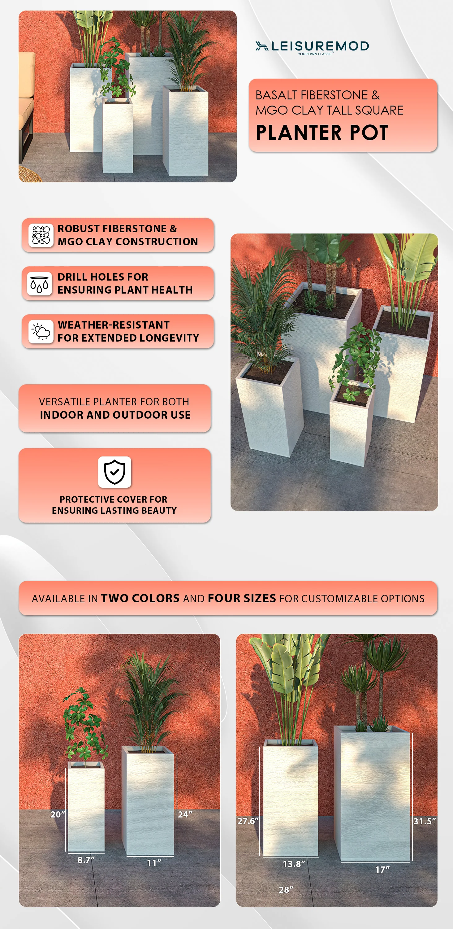 Basalt Planter Set White