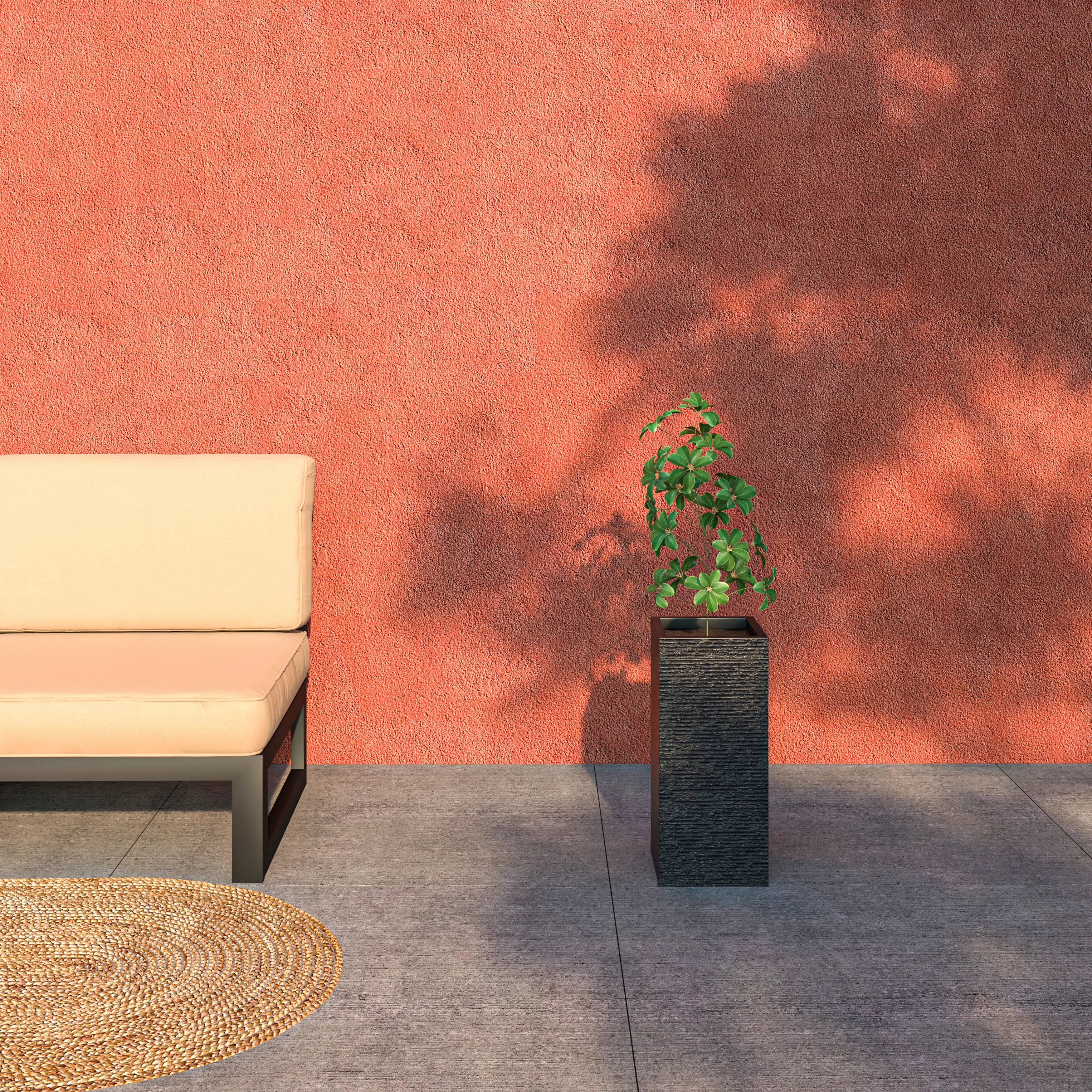 Basalt Series Poly Stone Planter 8.7" Square 19.7" High in Black