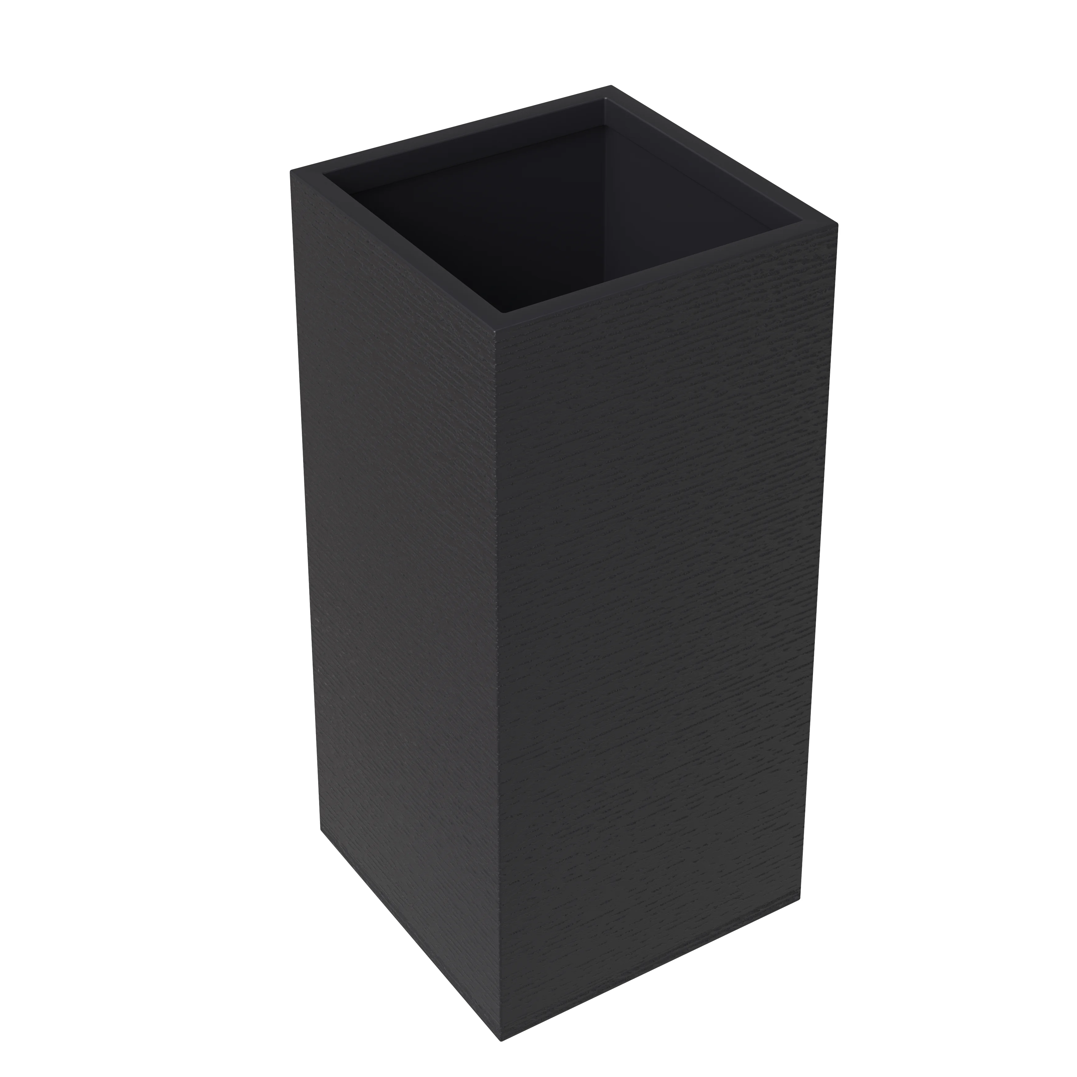 Basalt Series Poly Stone Planter 8.7" Square 19.7" High in Black
