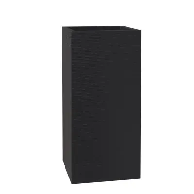 Basalt Series Poly Stone Planter 8.7" Square 19.7" High in Black