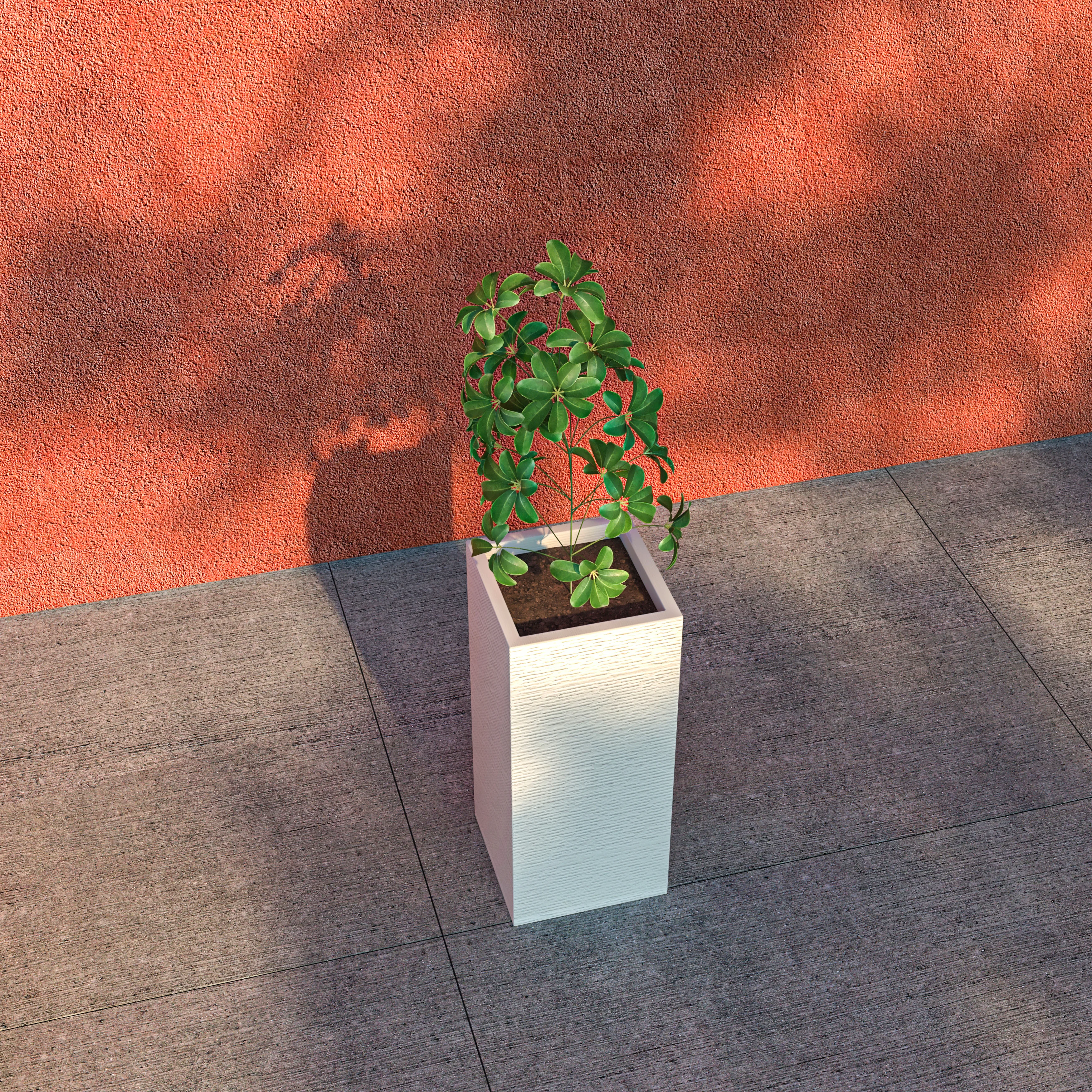 Basalt Series Poly Stone Planter 8.7" Square 19.7" High in White