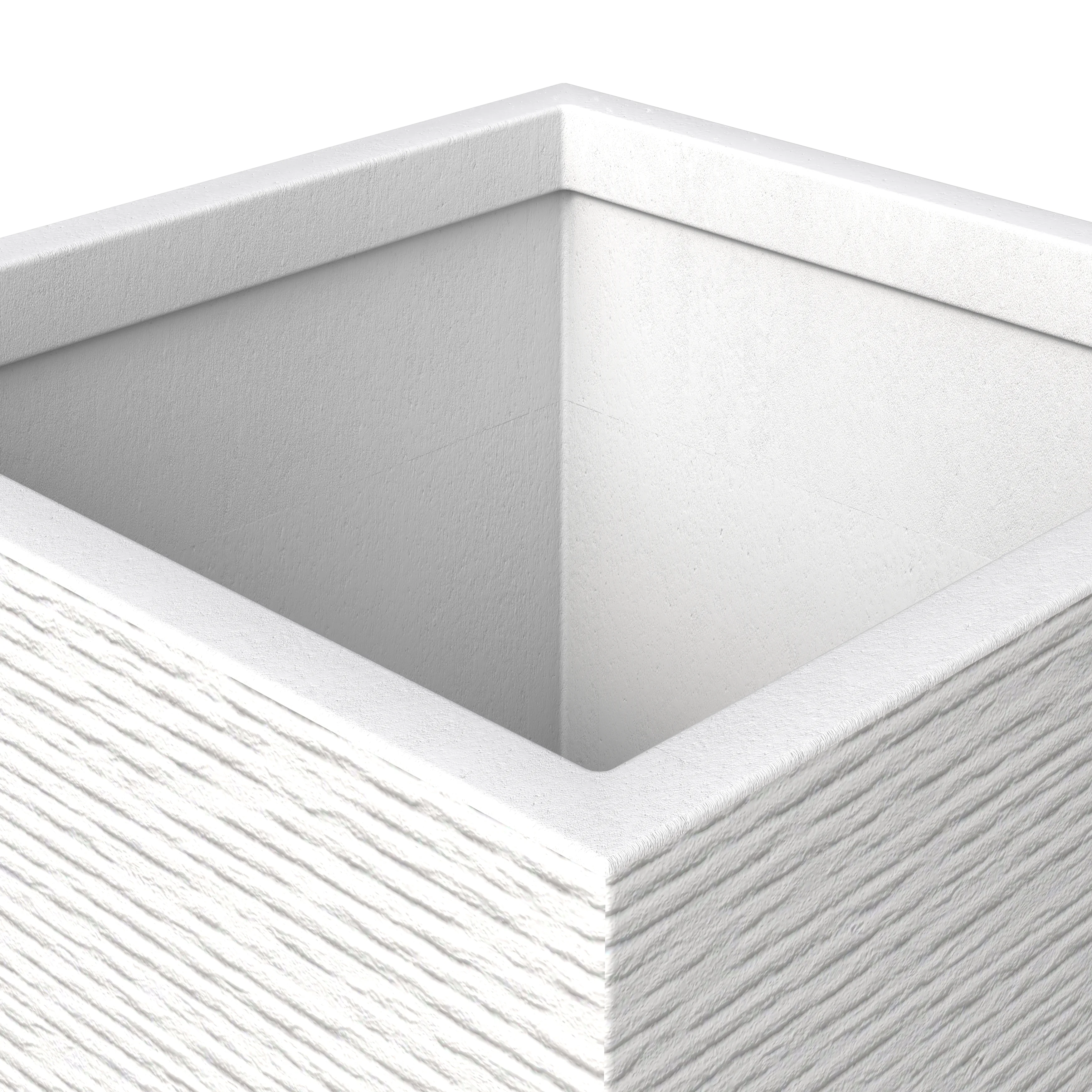 Basalt Series Poly Stone Planter 8.7" Square 19.7" High in White