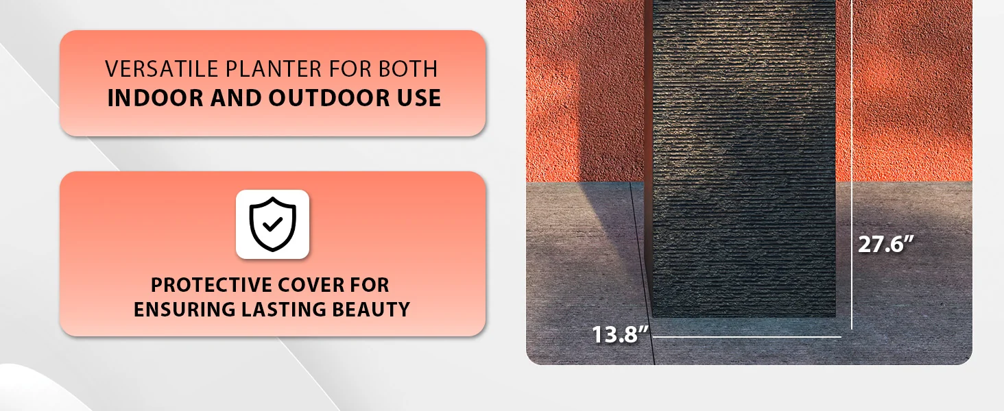 Basalt Series Poly Stone Planter 13.8" Square 27.6" High in Black