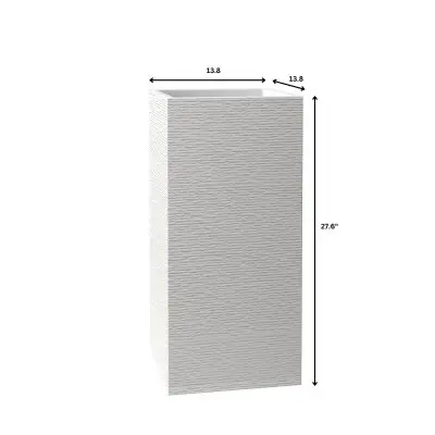 Basalt Series Poly Stone Planter 13.8" Square 27.6" High in White