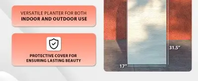 Basalt Series Poly Stone Planter 17" Square 31.5" High in White