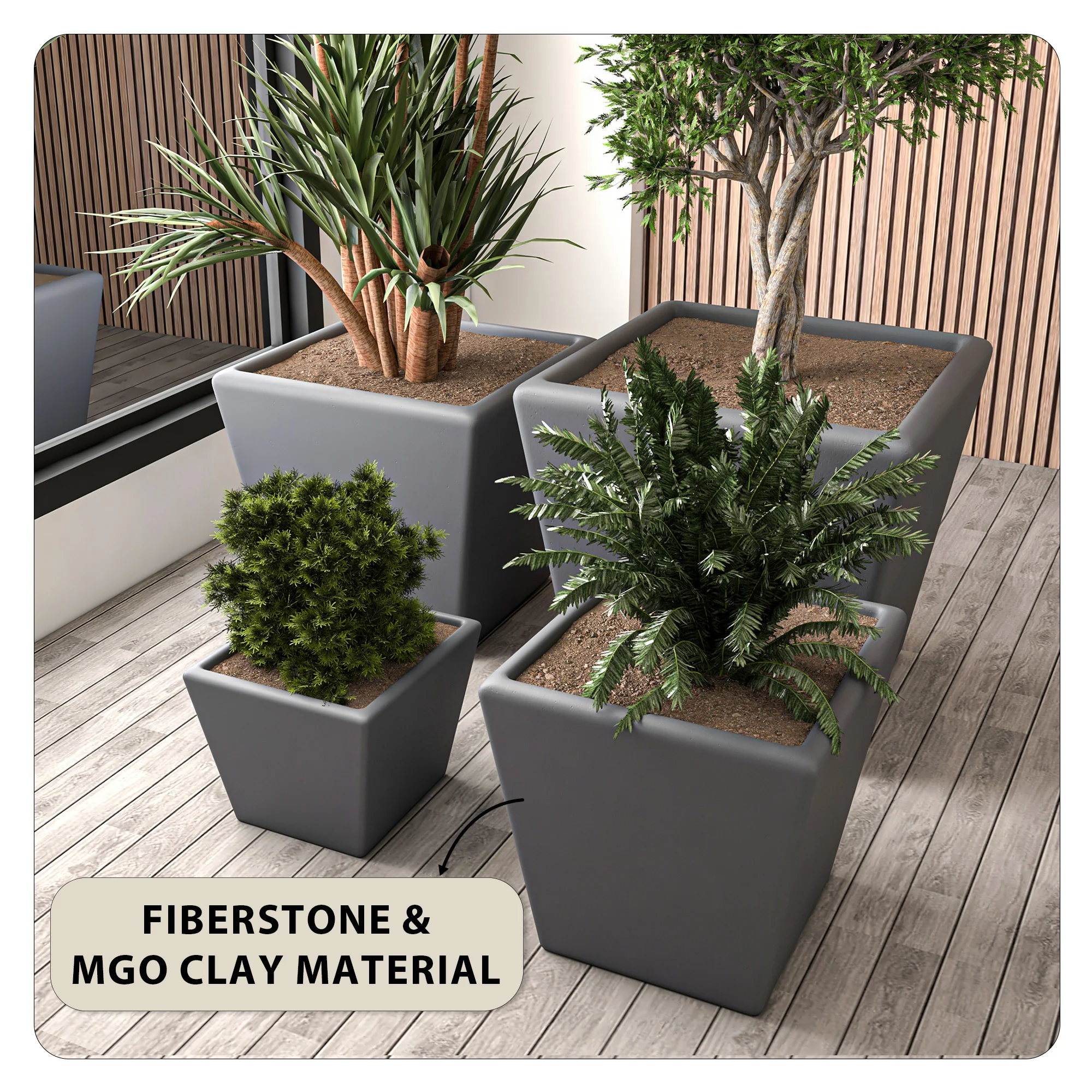 Blossom Planter set Dark Grey