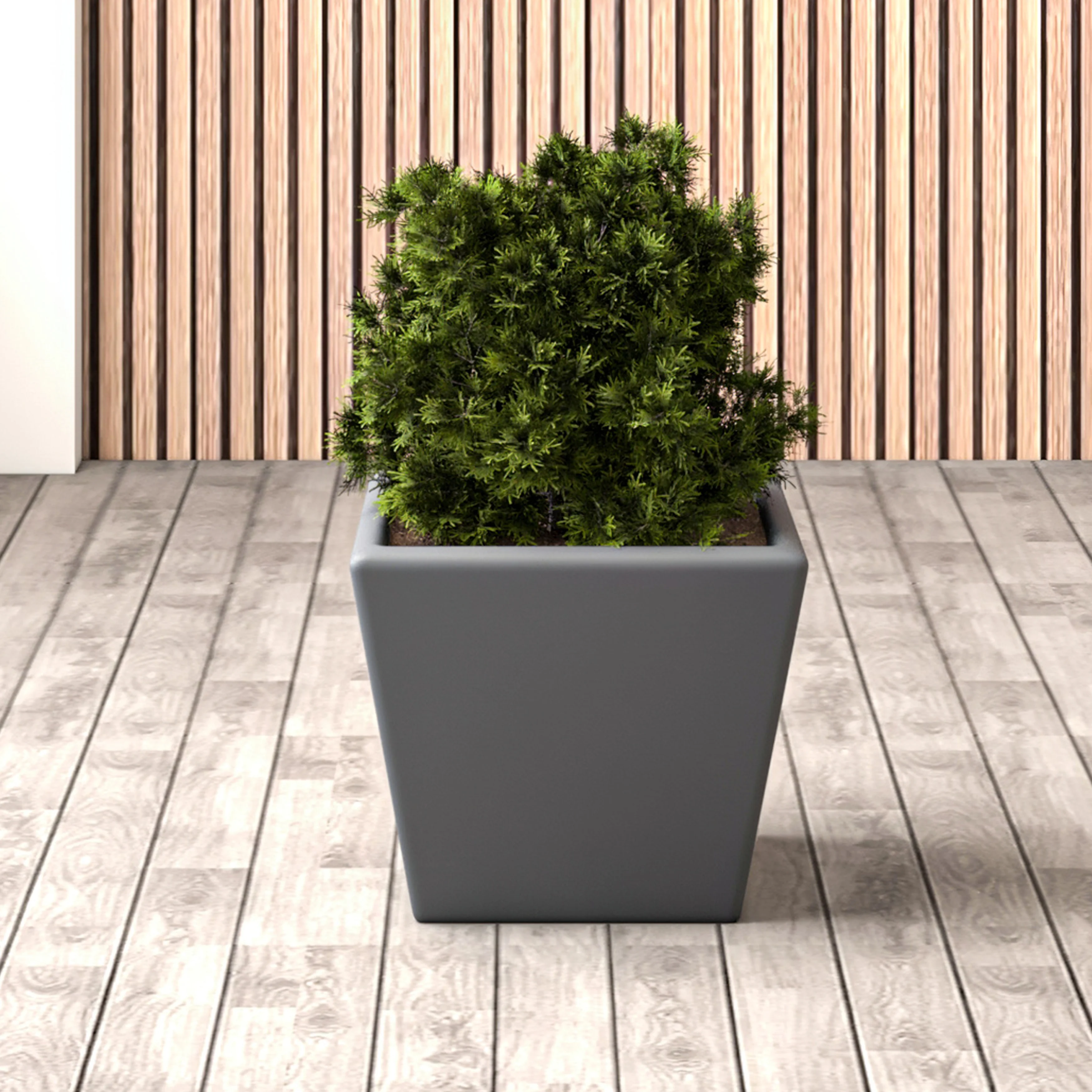 Blossom Series Poly Stone Planter in Dark Grey 9 Dia, 8.3 High