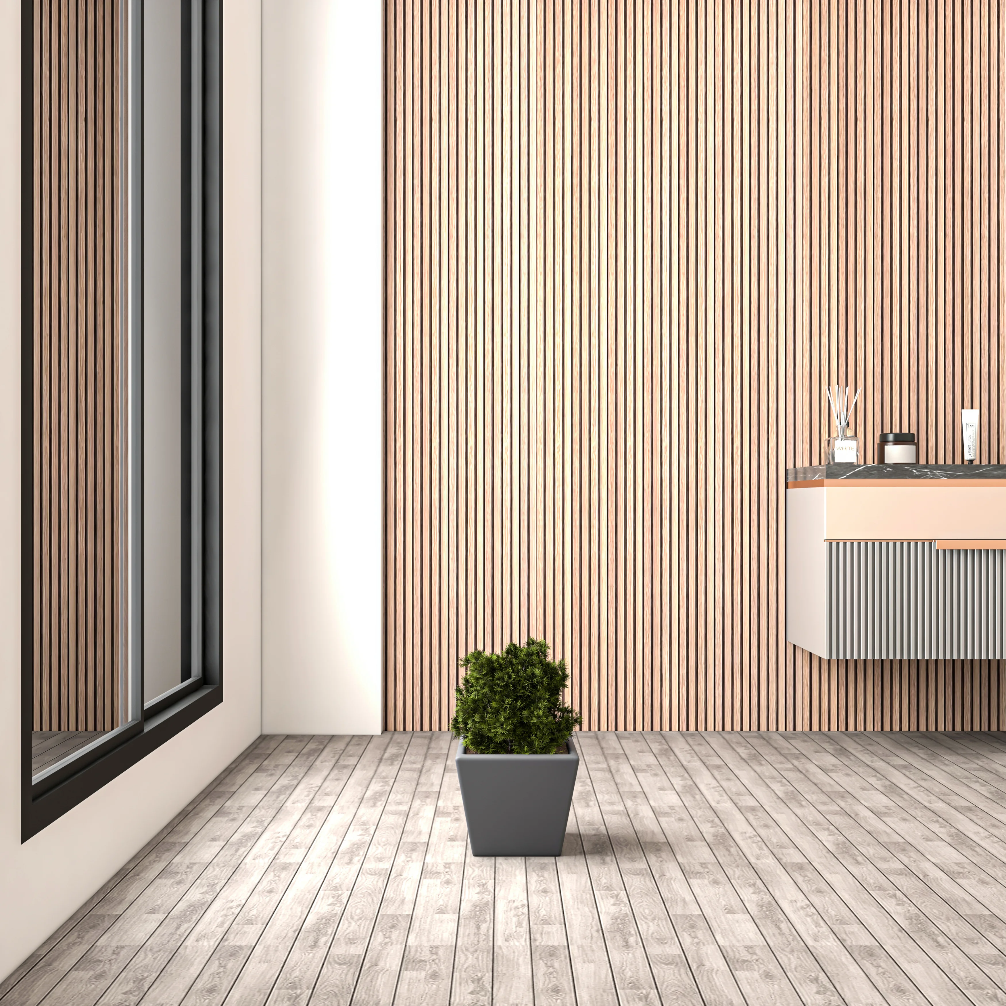 Blossom Series Poly Stone Planter in Dark Grey 9 Dia, 8.3 High