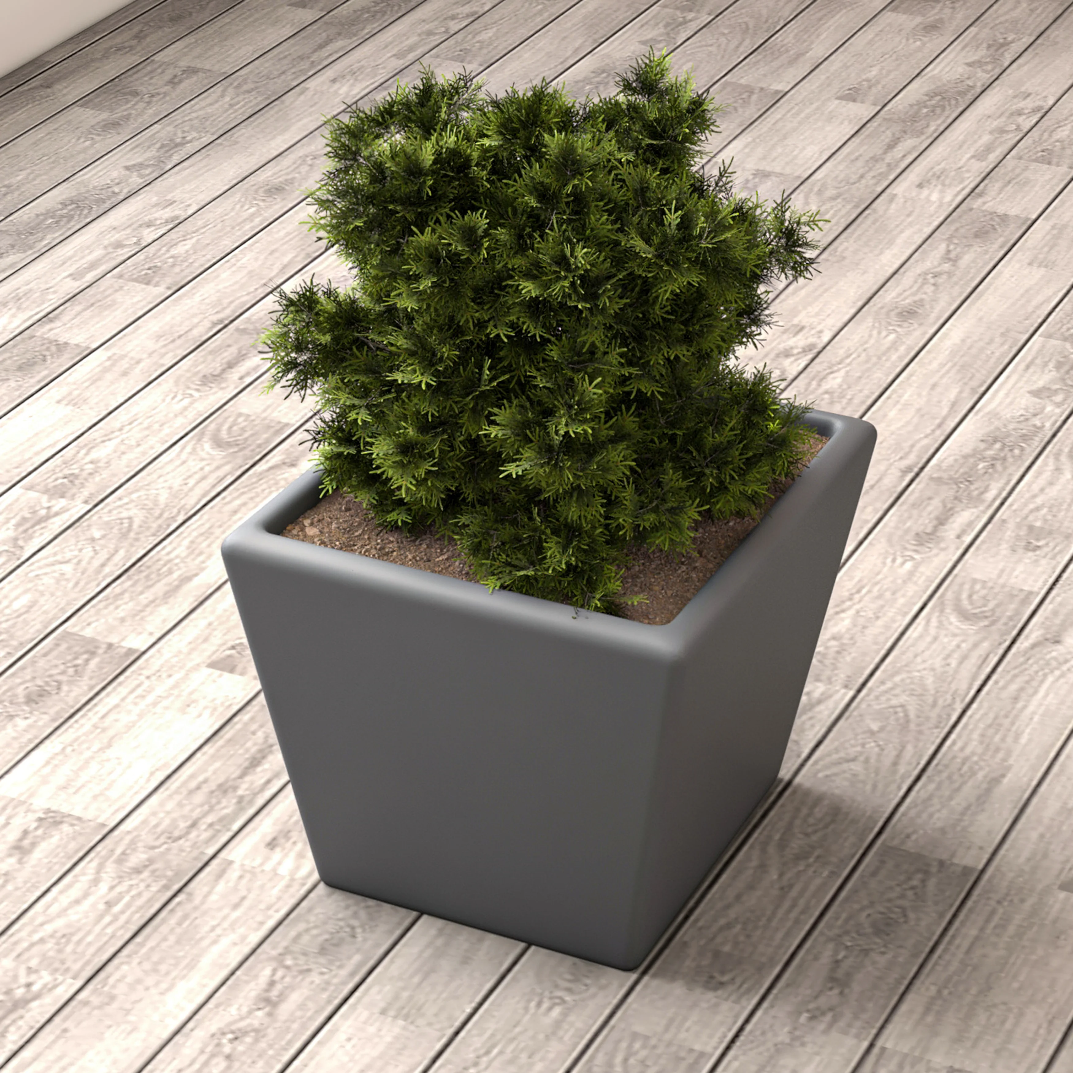 Blossom Series Poly Stone Planter in Dark Grey 9 Dia, 8.3 High