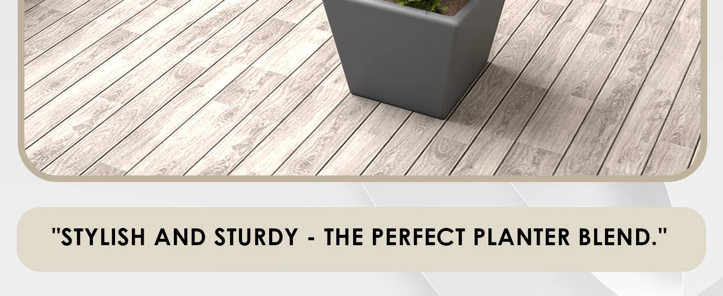 Blossom Series Poly Stone Planter in Dark Grey 9 Dia, 8.3 High