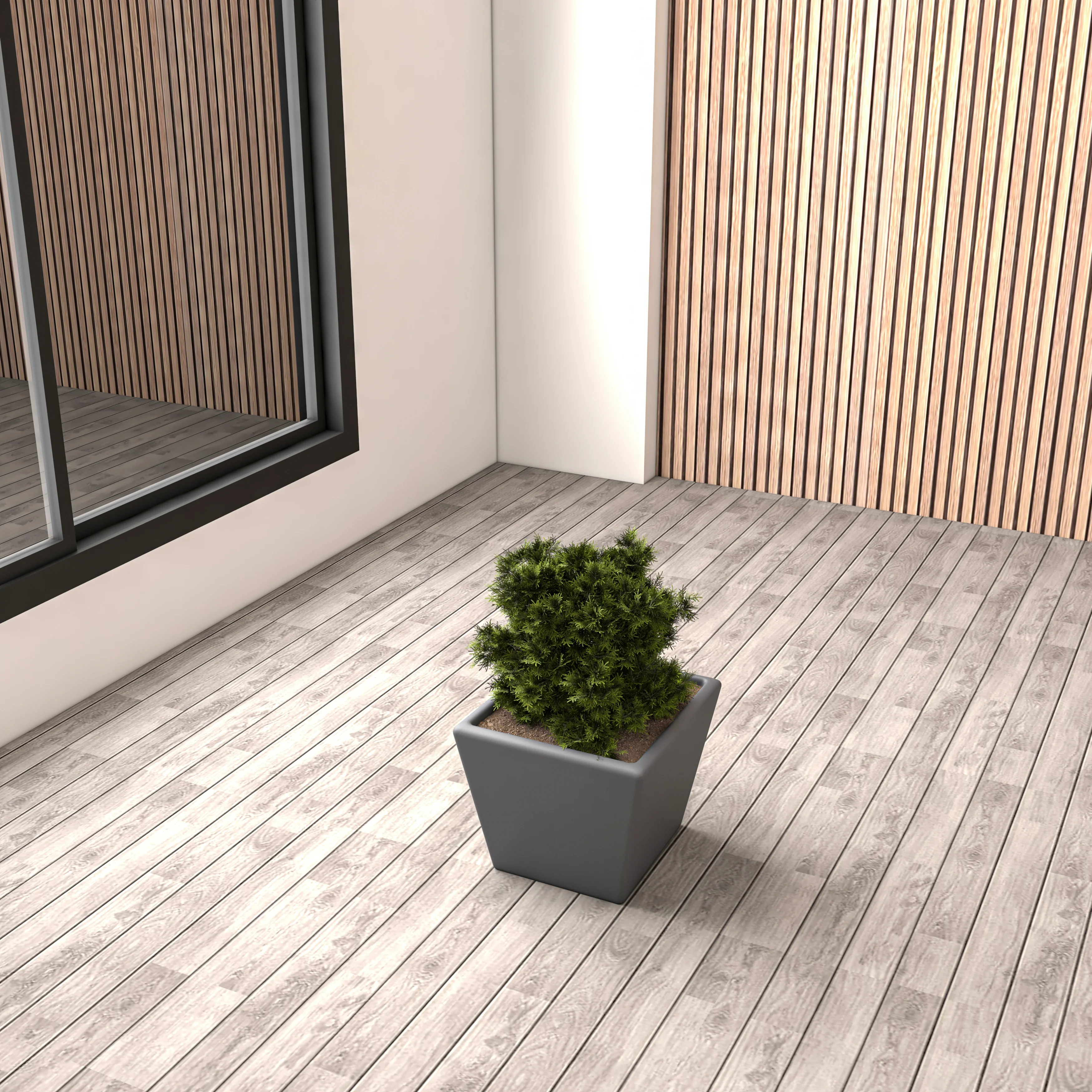 Blossom Series Poly Stone Planter in Dark Grey 9 Dia, 8.3 High