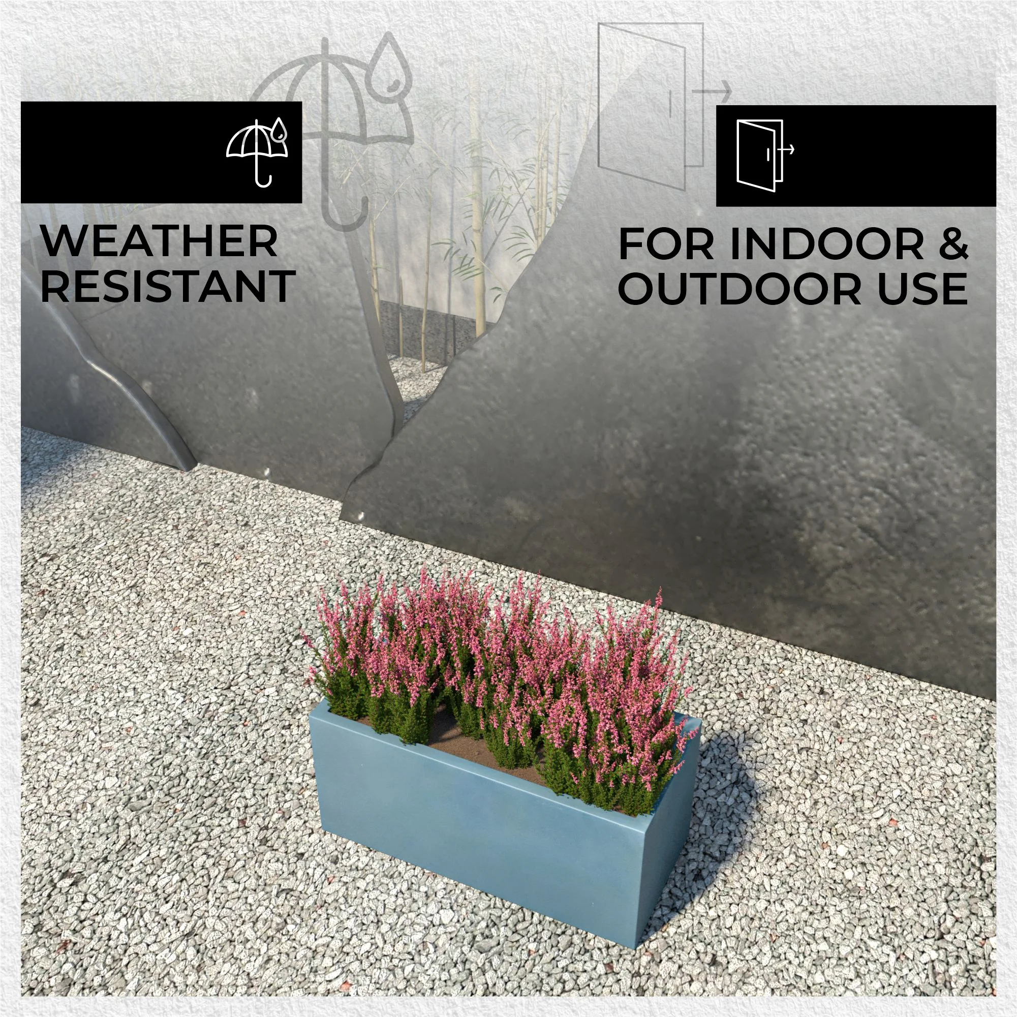 Bloom Series Poly Stone Planter 9" , 19.7" Long In Aged Concrete