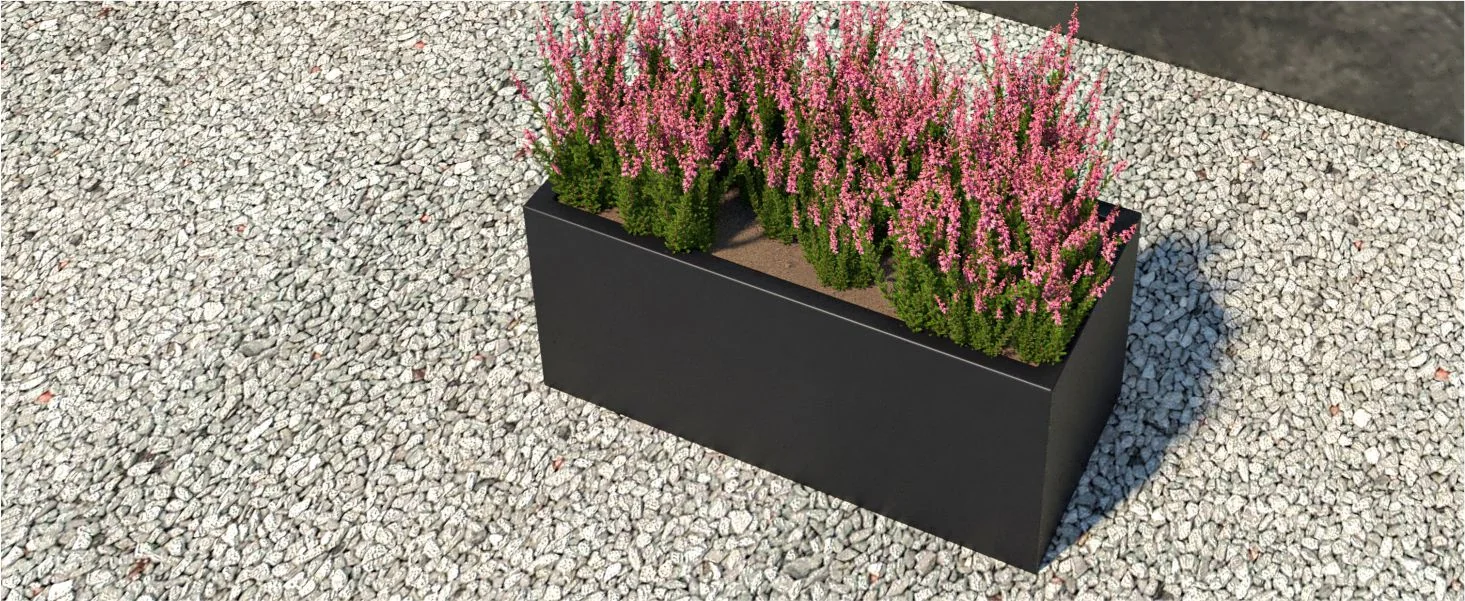 Bloom Series Poly Stone Planter 9" , 19.7" Long In Black