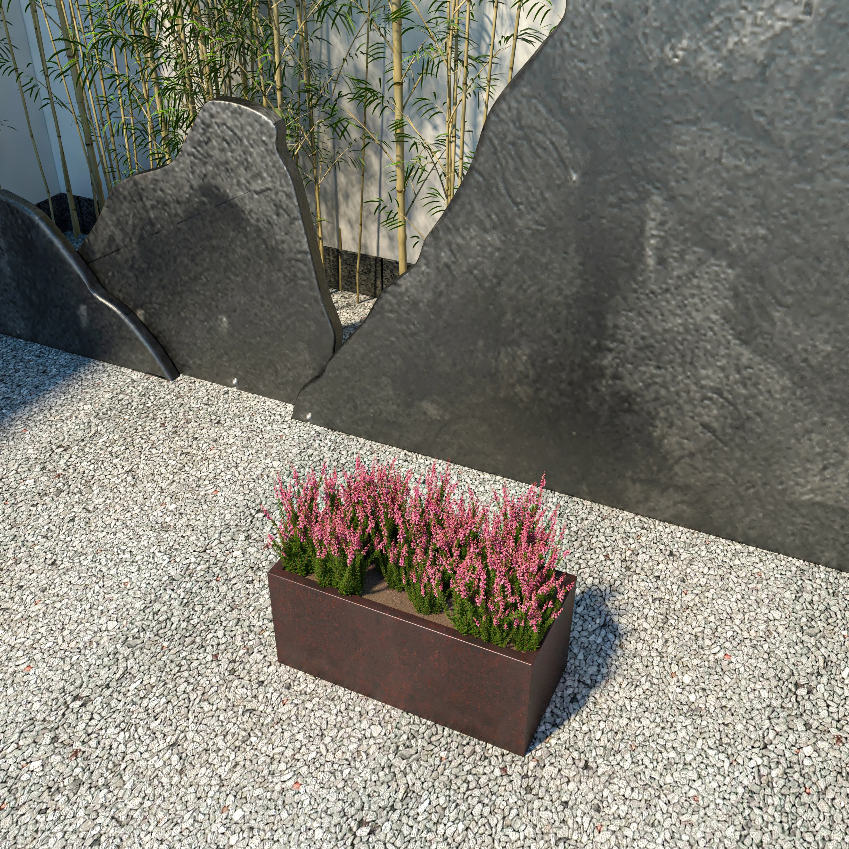 Bloom Series Poly Stone Planter 9" , 19.7" Long In Brown