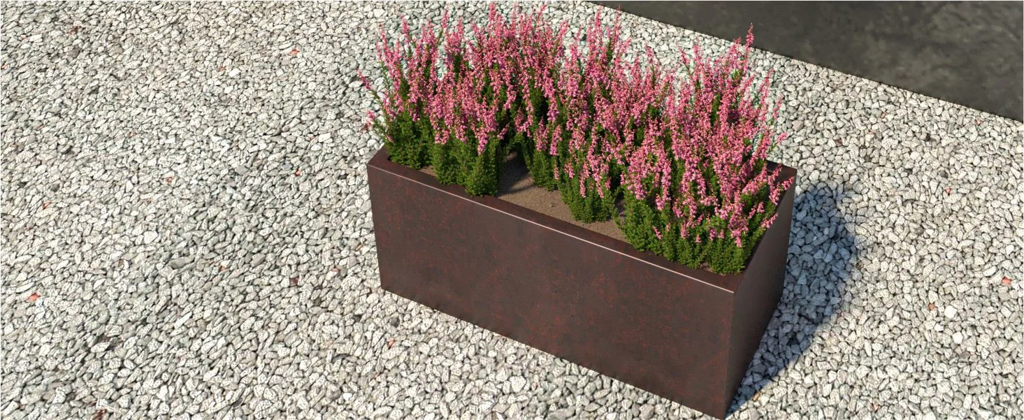 Bloom Series Poly Stone Planter 9" , 19.7" Long In Brown