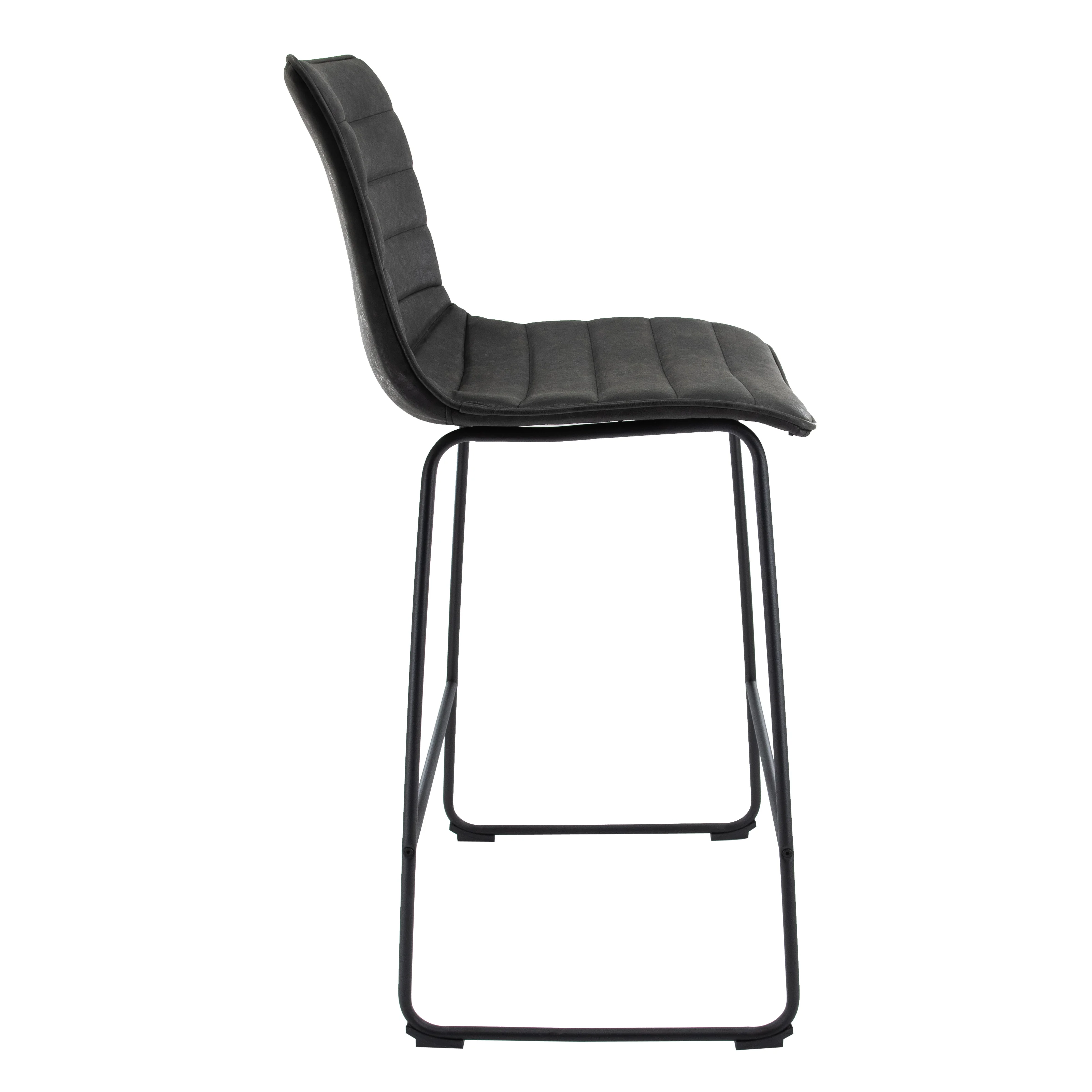 Brooklyn 29.9" Modern Leather Bar Stool With Black Iron Base & Footrest