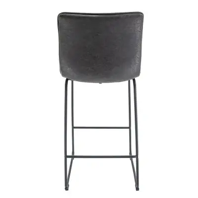 Brooklyn 29.9" Modern Leather Bar Stool With Black Iron Base & Footrest Set of 2