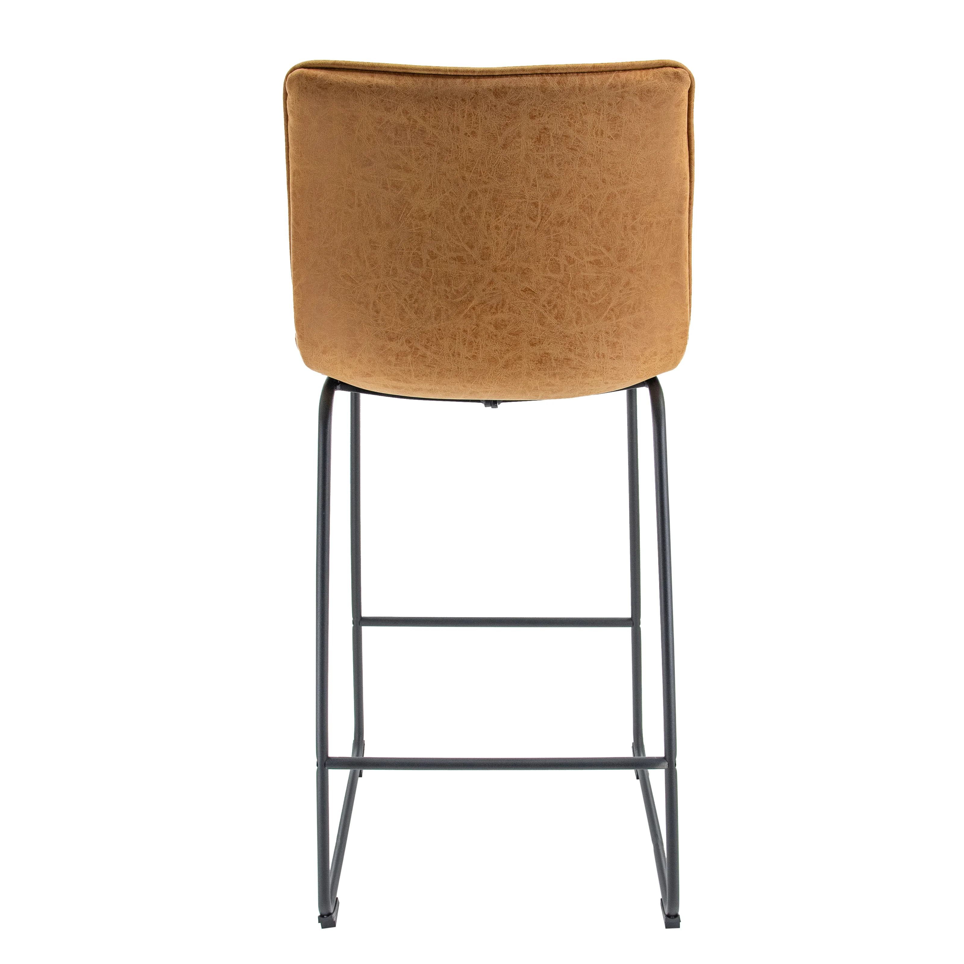 Brooklyn 29.9" Modern Leather Bar Stool With Black Iron Base & Footrest