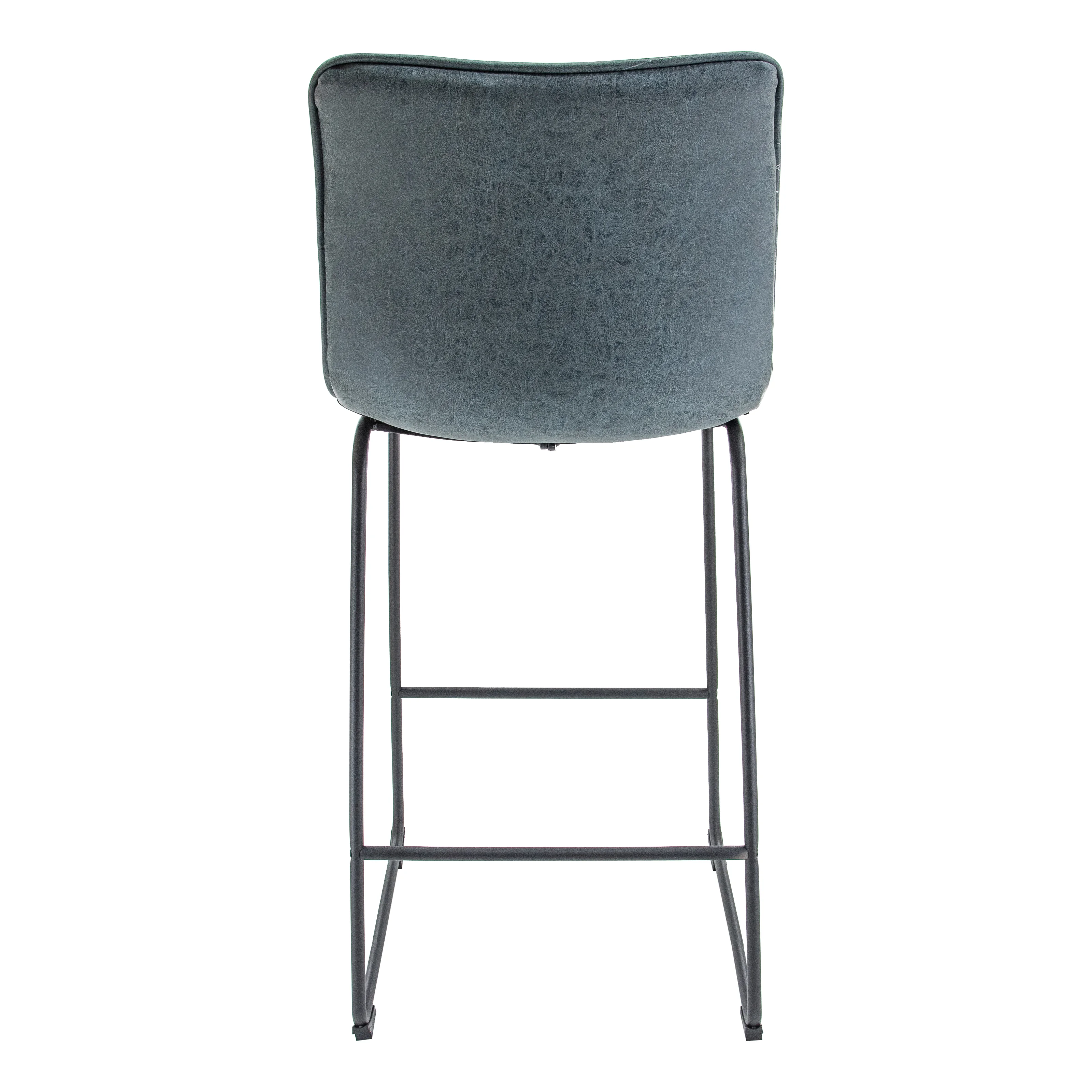Brooklyn 29.9" Modern Leather Bar Stool With Black Iron Base & Footrest