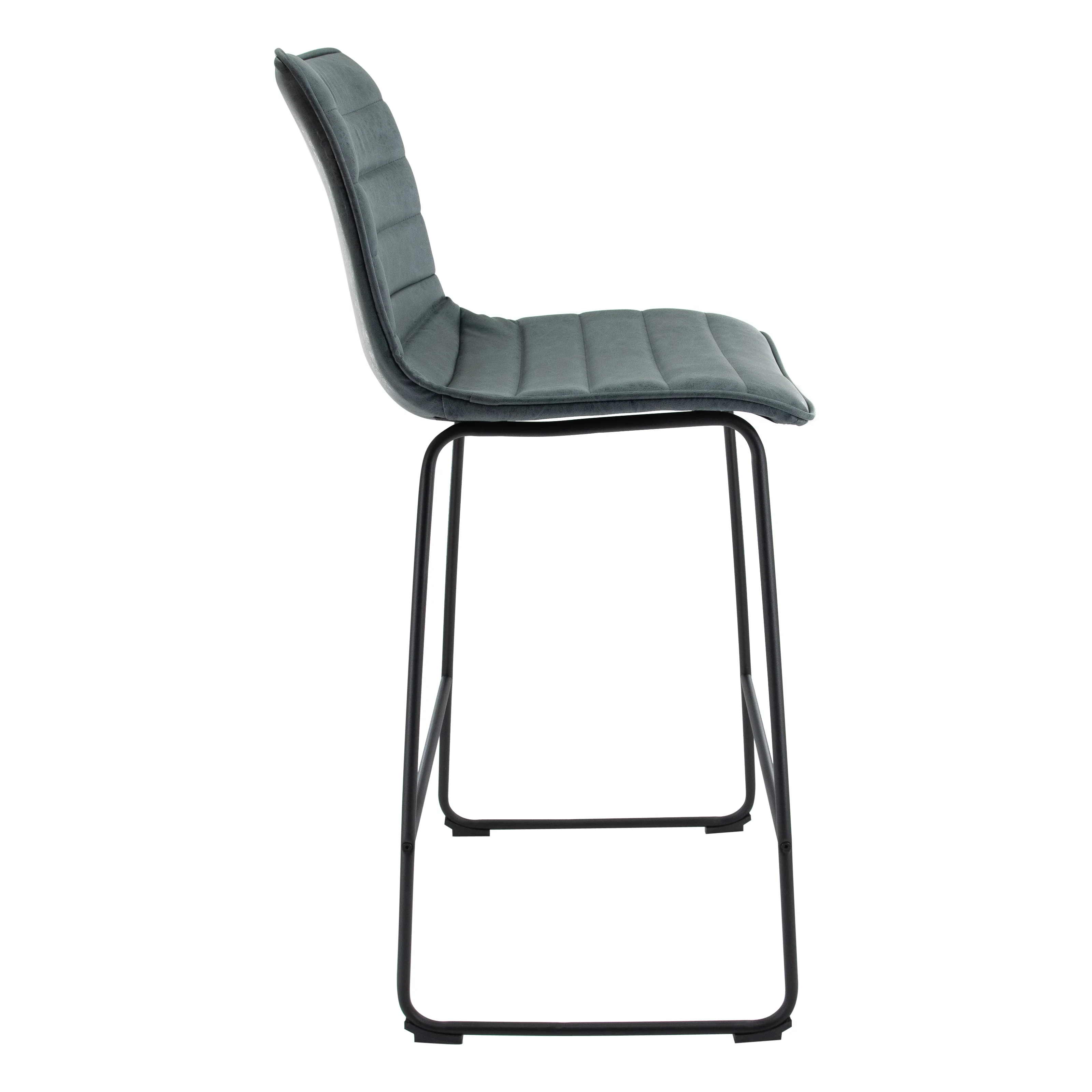 Brooklyn 29.9" Modern Leather Bar Stool With Black Iron Base & Footrest