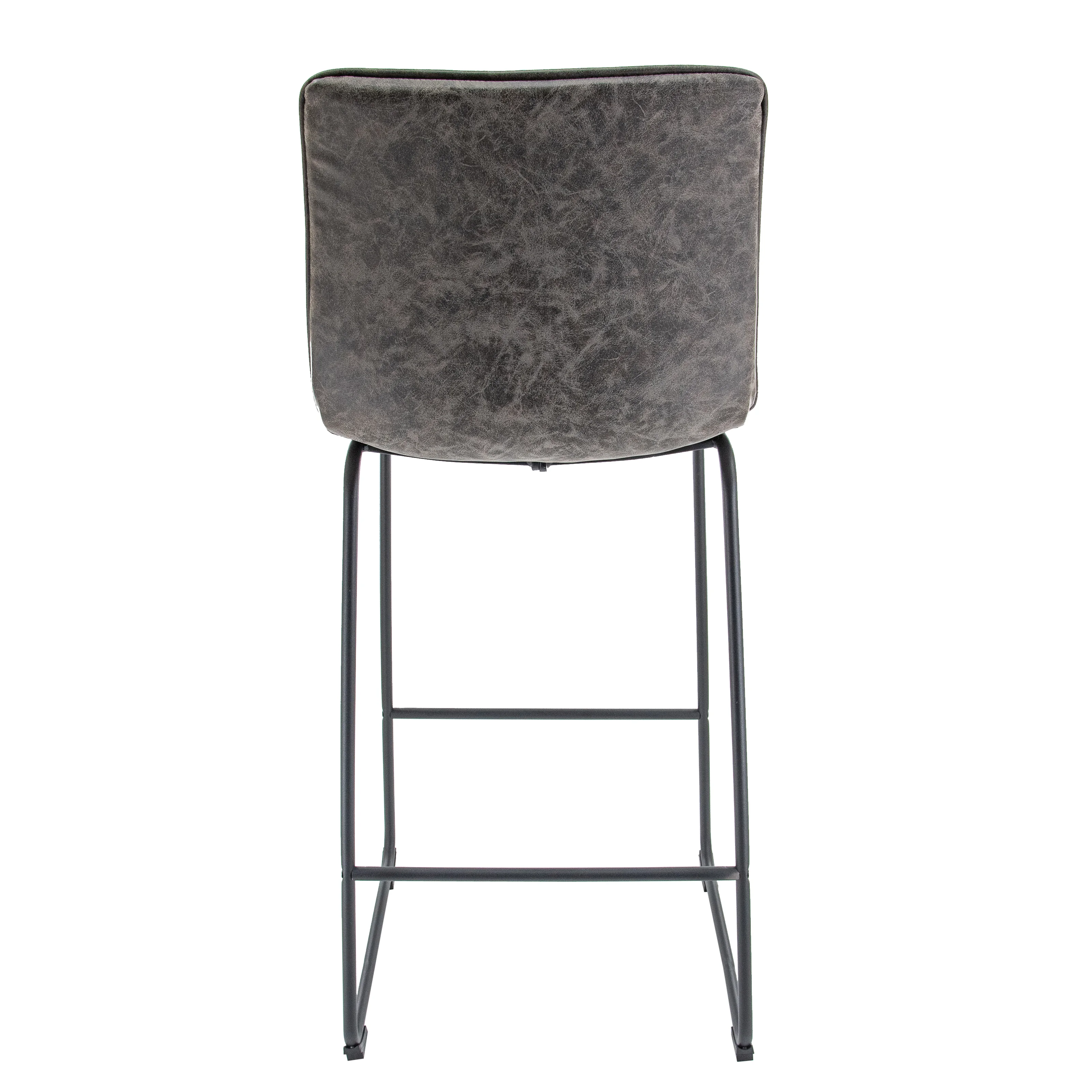Brooklyn 29.9" Modern Leather Bar Stool With Black Iron Base & Footrest