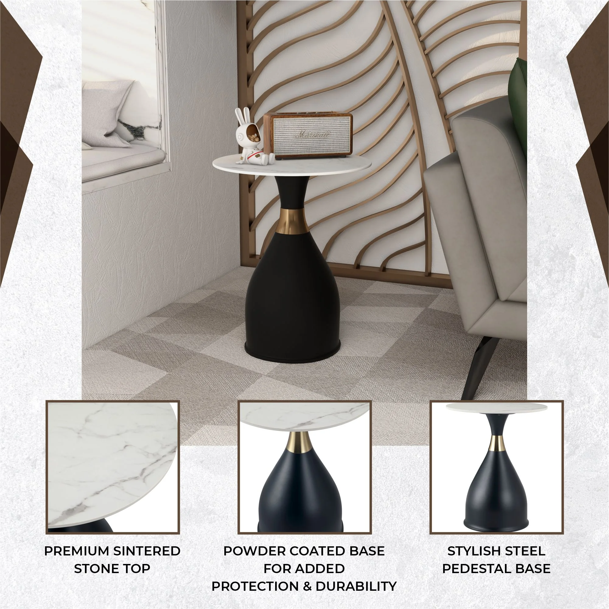 Bento Collection Modern End Table In Black