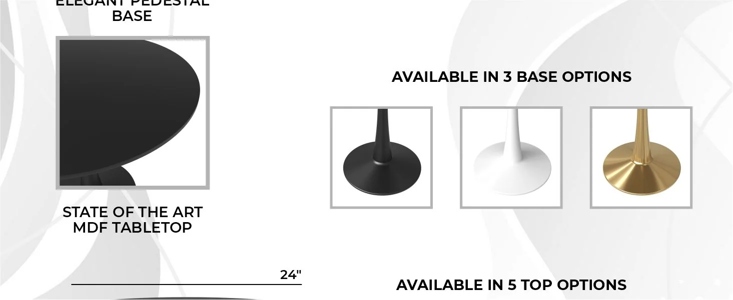 Leisyremod Bristol 24" Round Dining Table Black base with Black top